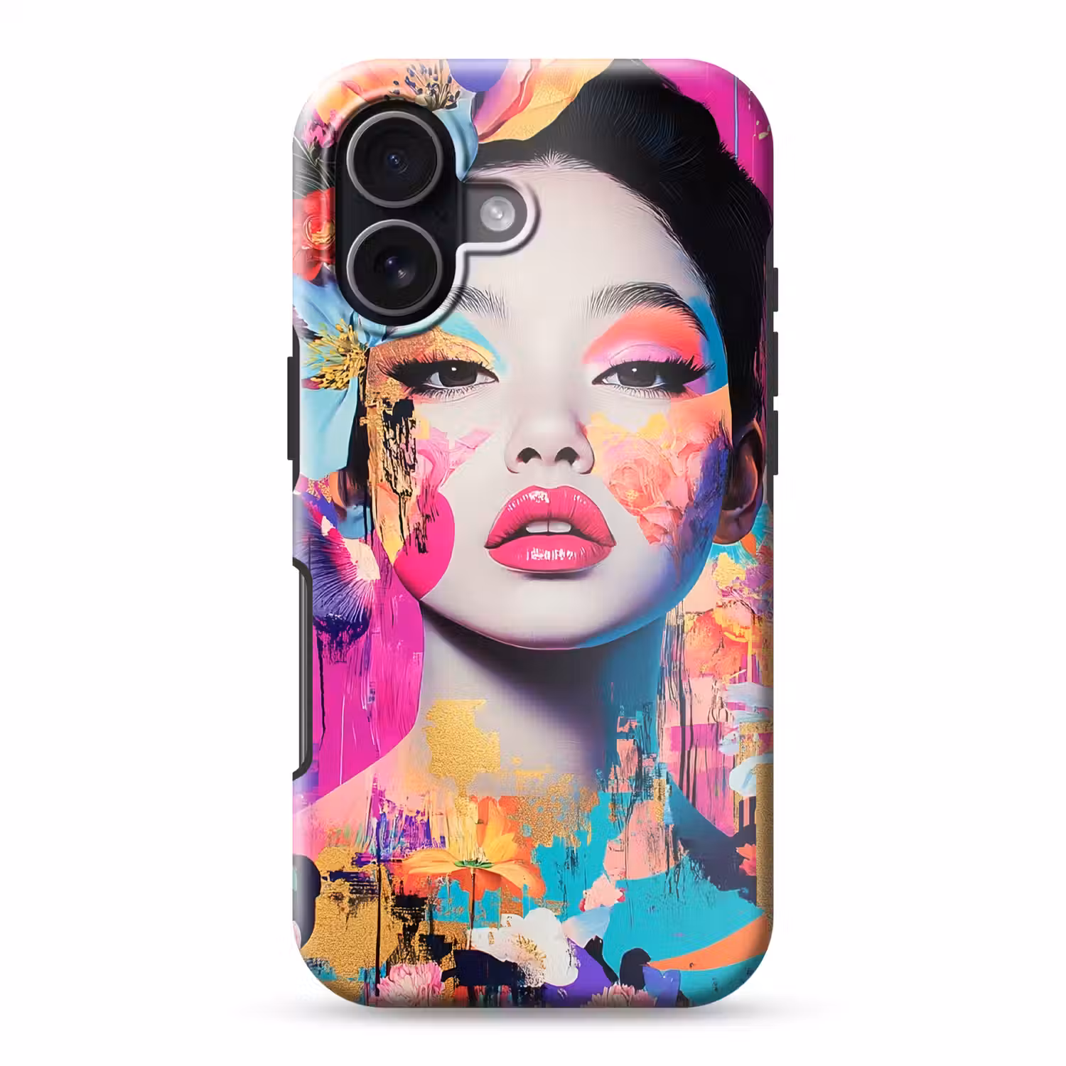 Vrouw - Portret - Abstract - Paars Toughcase MagSafe Apple iPhone 17 klein -3d