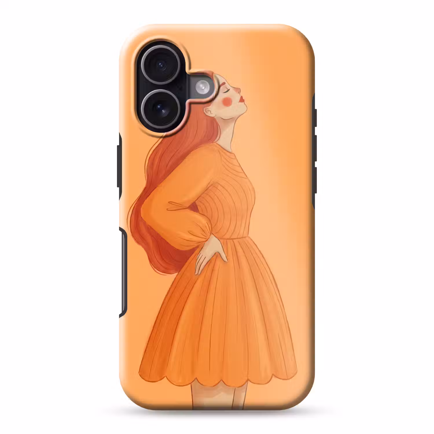 Vrouw - Profiel - Mensen - Modern - Oranje Toughcase MagSafe Apple iPhone 17 klein -3d