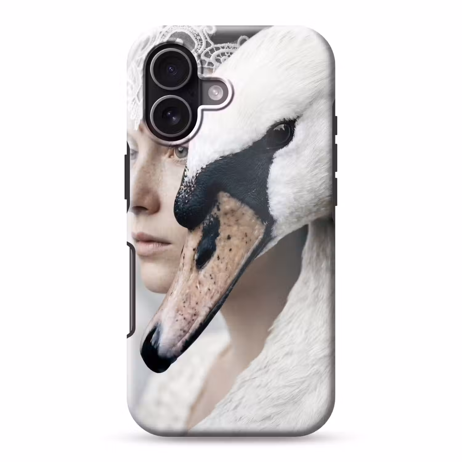 Vrouw - Zwaan - Wit Toughcase MagSafe Apple iPhone 17 klein -3d