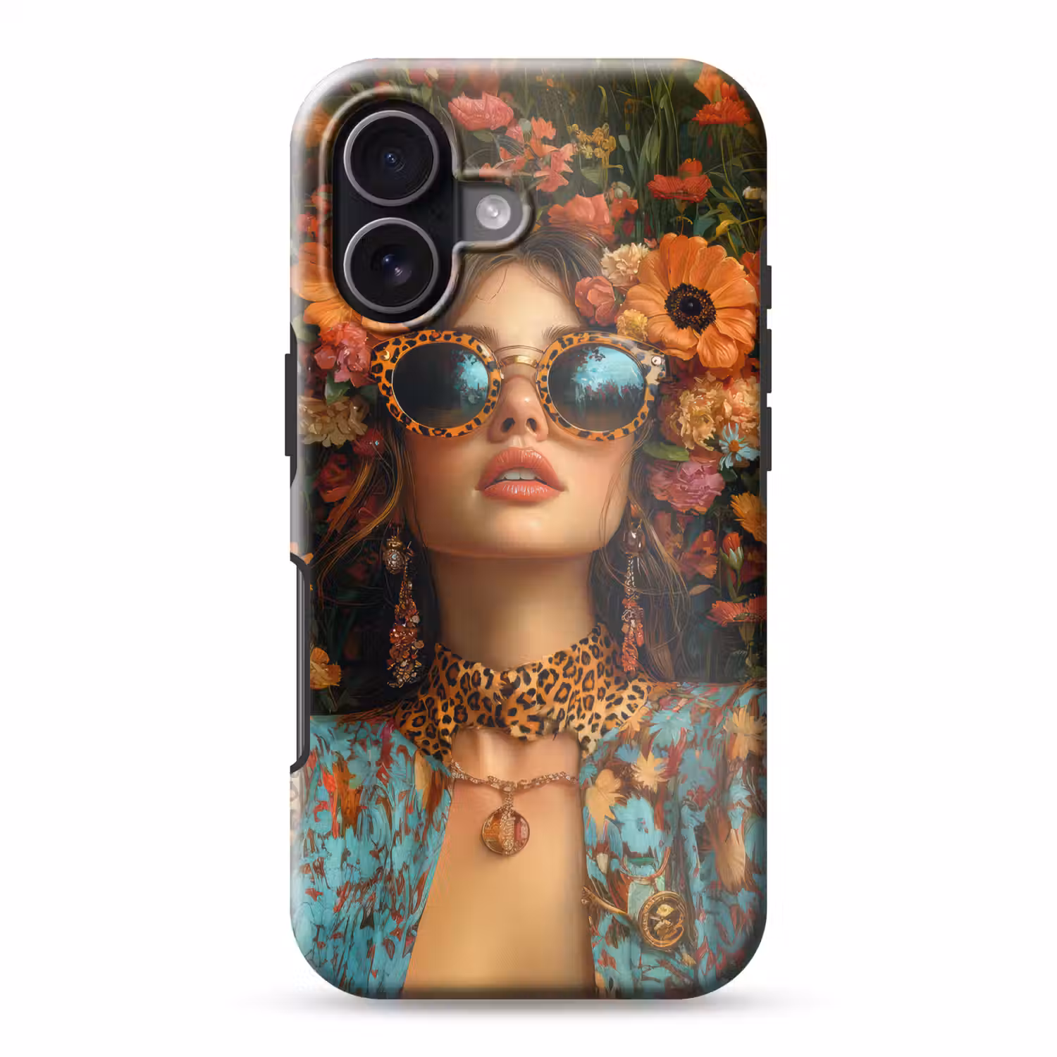 Vrouwen - Bloemen - Modern - Bril - Abstract Toughcase MagSafe Apple iPhone 17 klein -3d