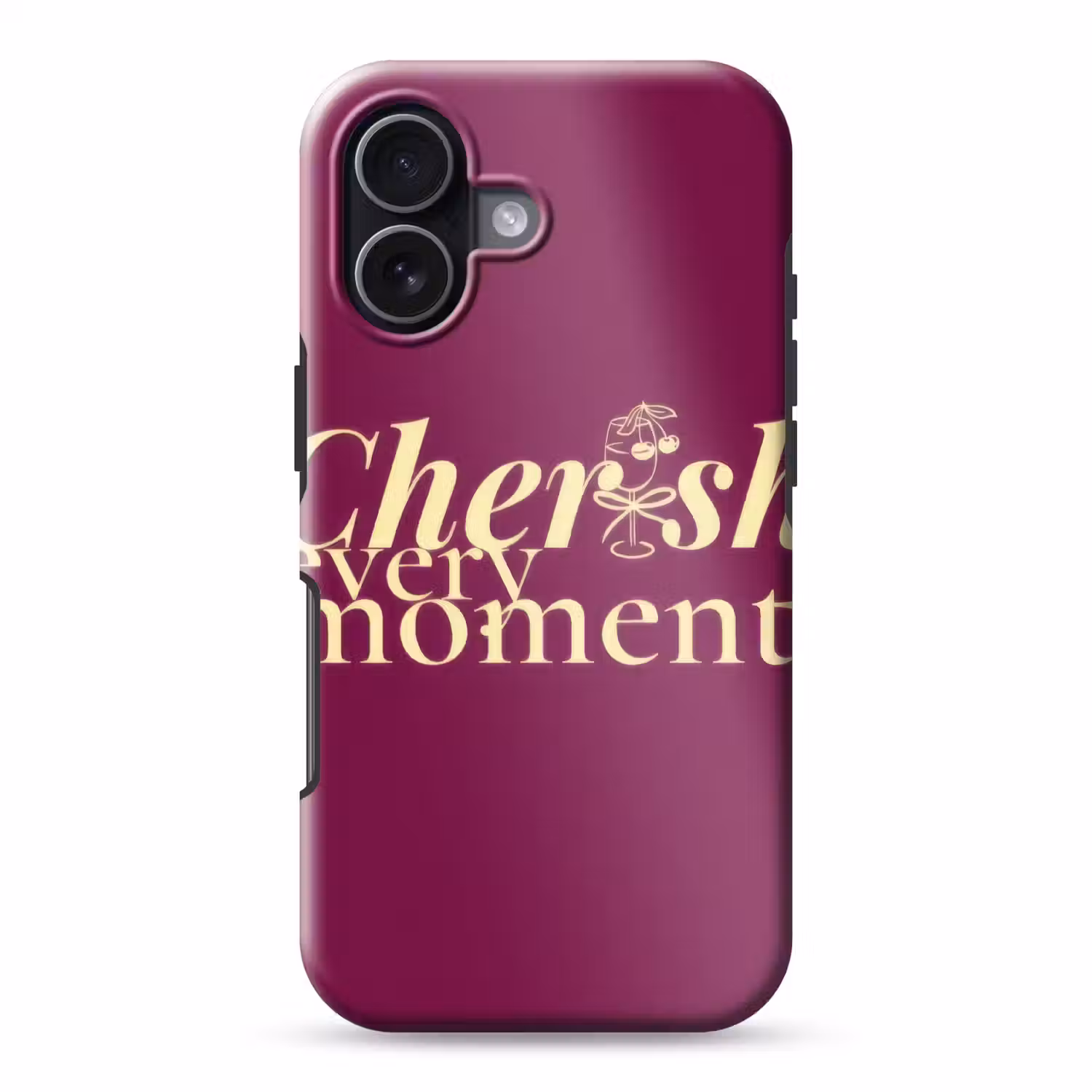 Cherish every moment - Cocktailglas - Bordeaux Toughcase MagSafe Apple iPhone 17 klein -3d