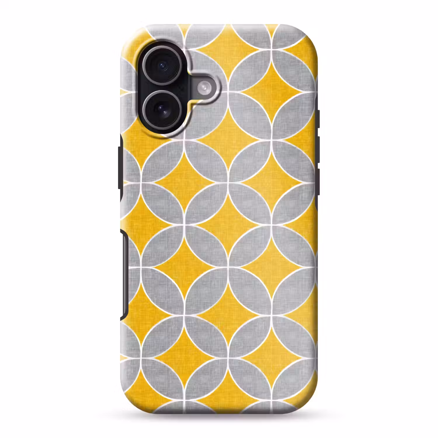 Geometrisch - Cirkels - Textuur - Grijs - Geel Toughcase MagSafe Apple iPhone 17 klein 1017 -3d