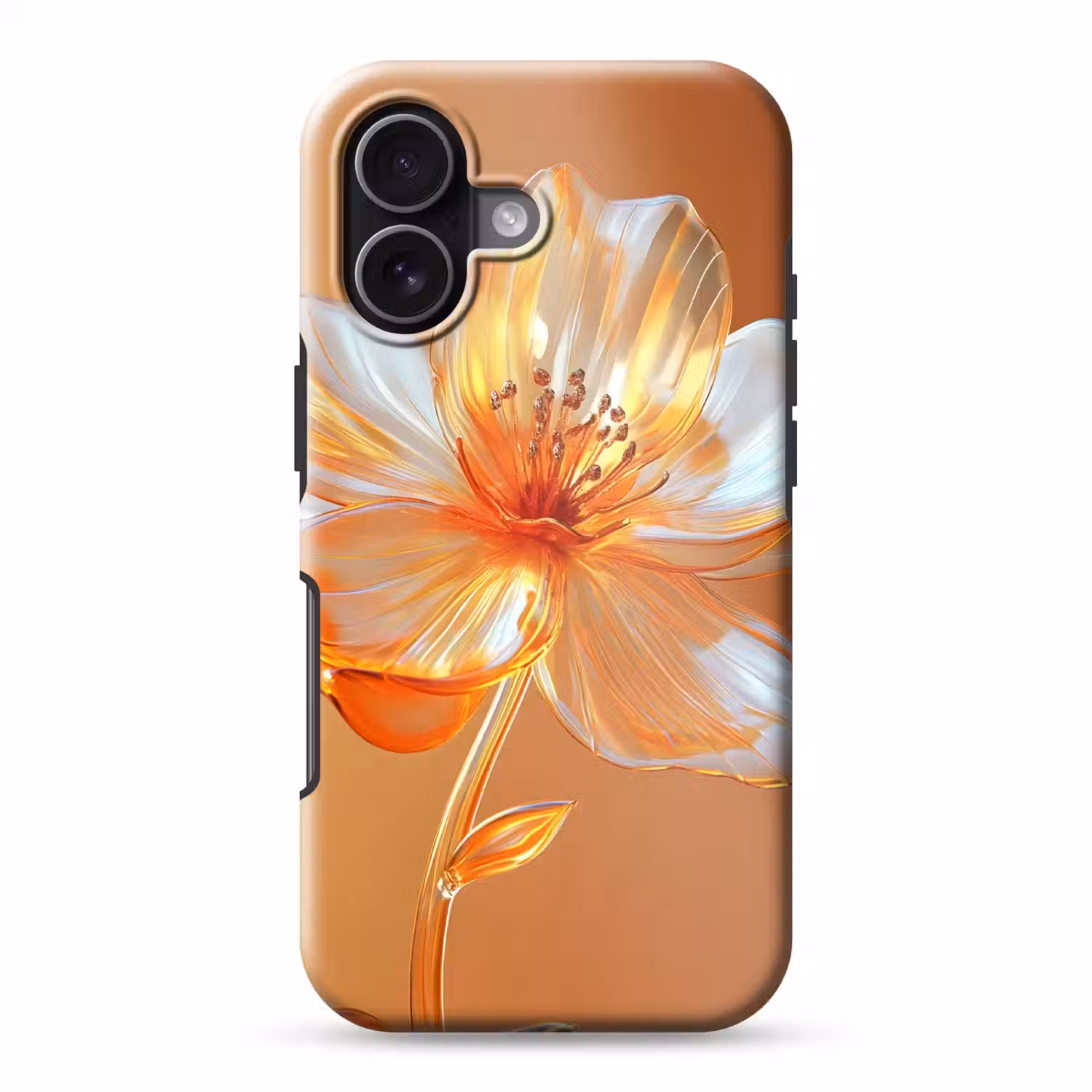 Glazen - Bloem - Oranje Toughcase MagSafe Apple iPhone 17 klein -3d