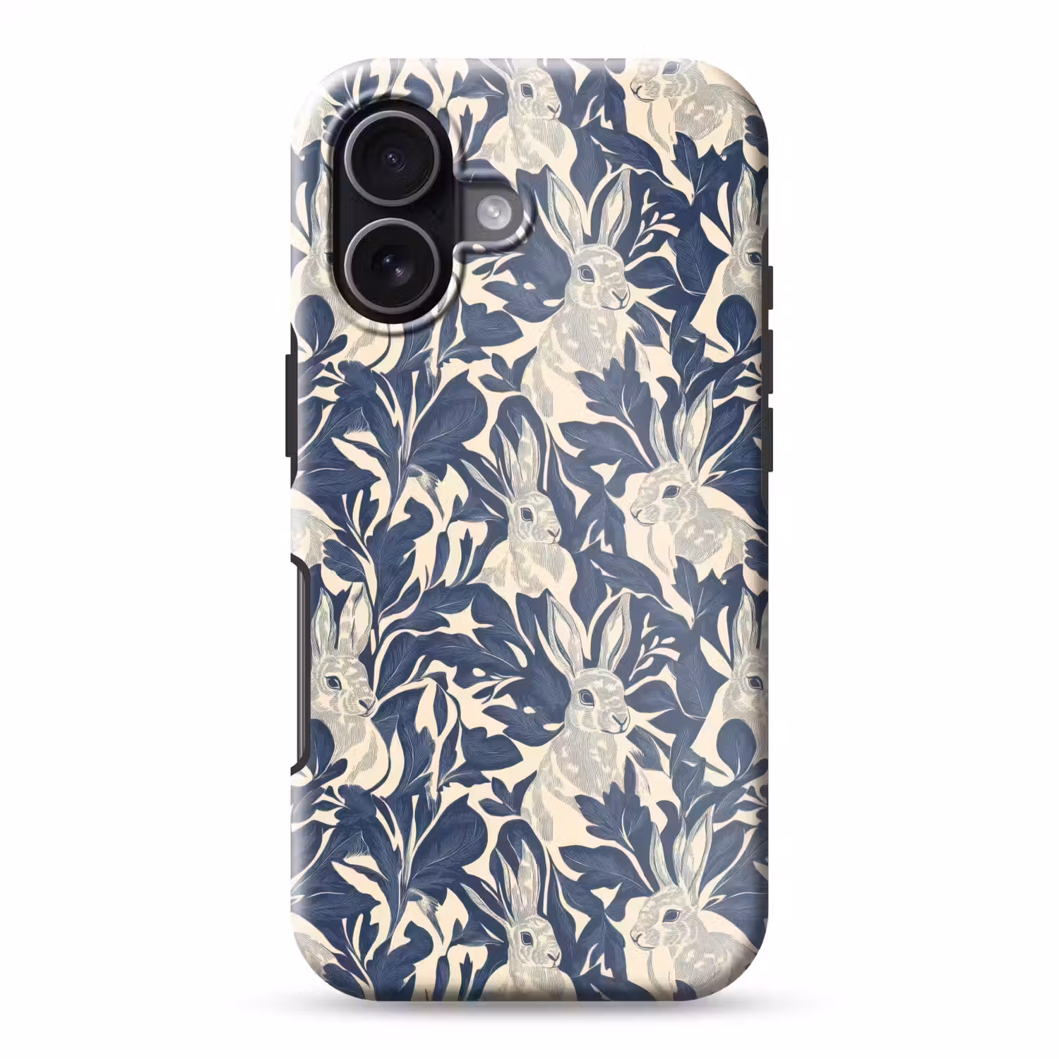 Hazen - Bladeren - Patroon - Blauw - Beige Toughcase MagSafe Apple iPhone 17 klein 1017 -3d