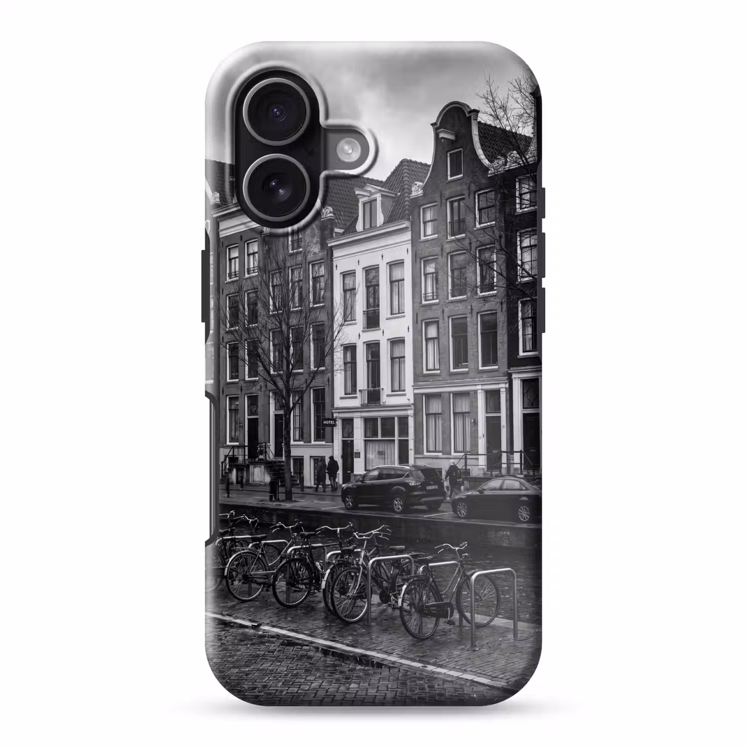 Huis - Gracht - Amsterdam - Architectuur - Zwart-wit Toughcase MagSafe Apple iPhone 17 klein -3d