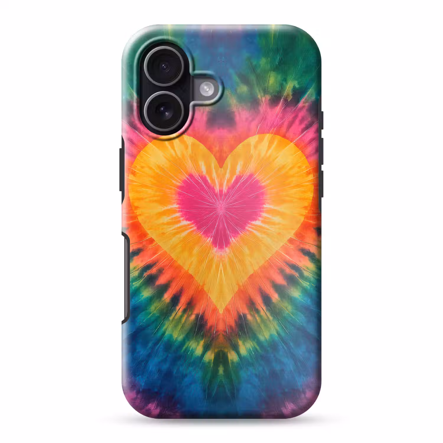 Hart - Tie Dye - Kleurrijk Toughcase MagSafe Apple iPhone 17 klein -3d