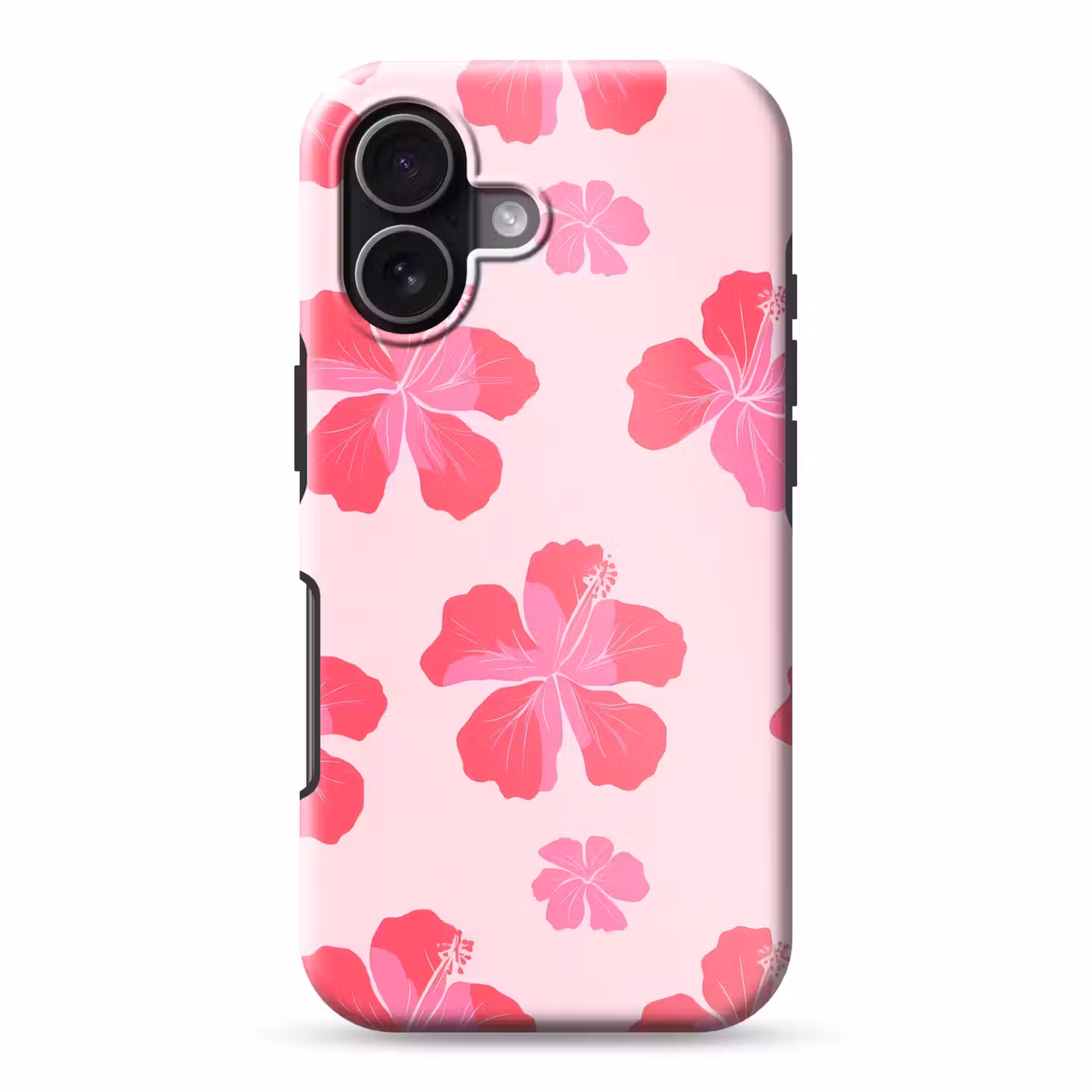 Hibiscus - Bloemen - Roze Toughcase MagSafe Apple iPhone 17 klein 1017 -3d