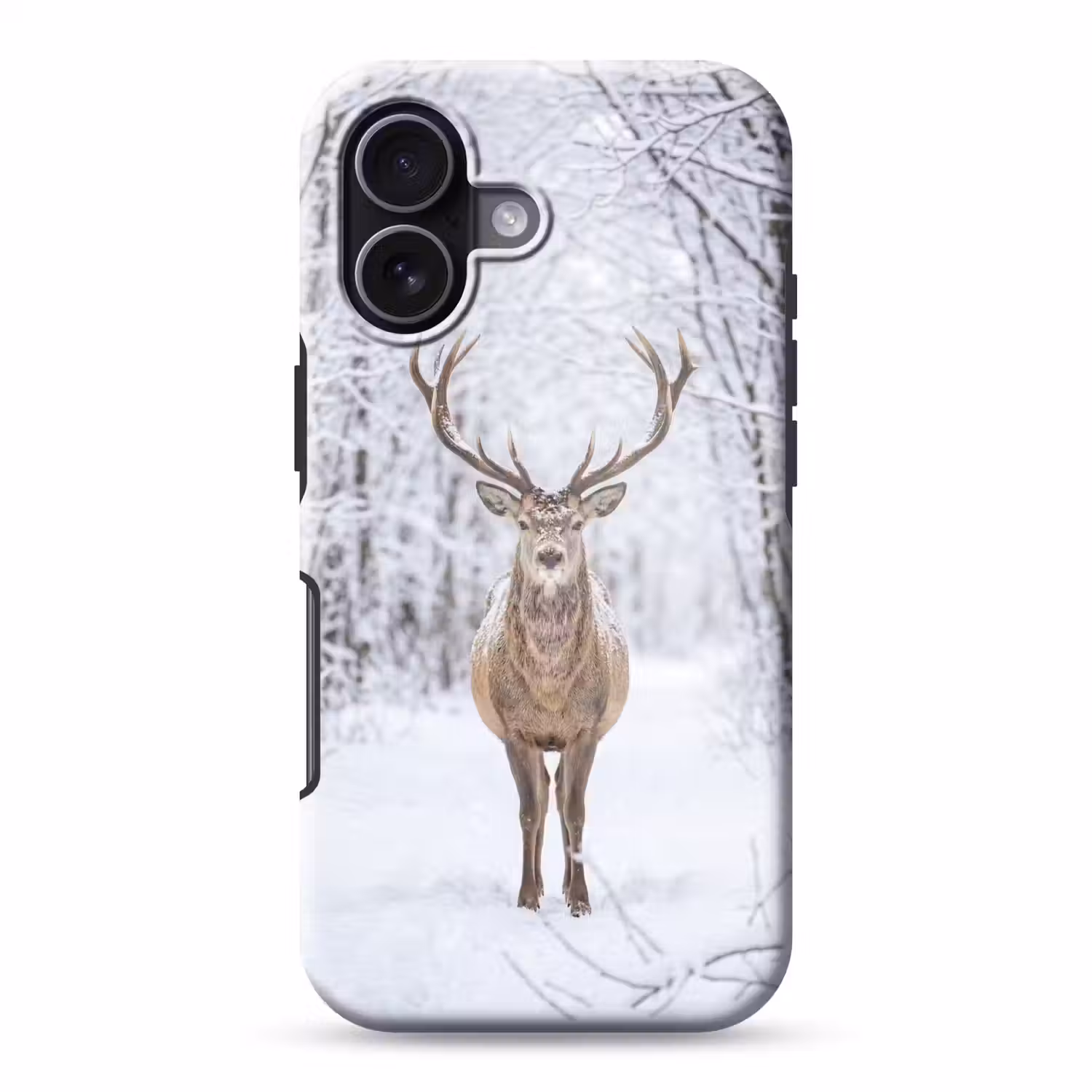 Hert - Winter - Bos - Natuur - Wit Toughcase MagSafe Apple iPhone 17 klein -3d