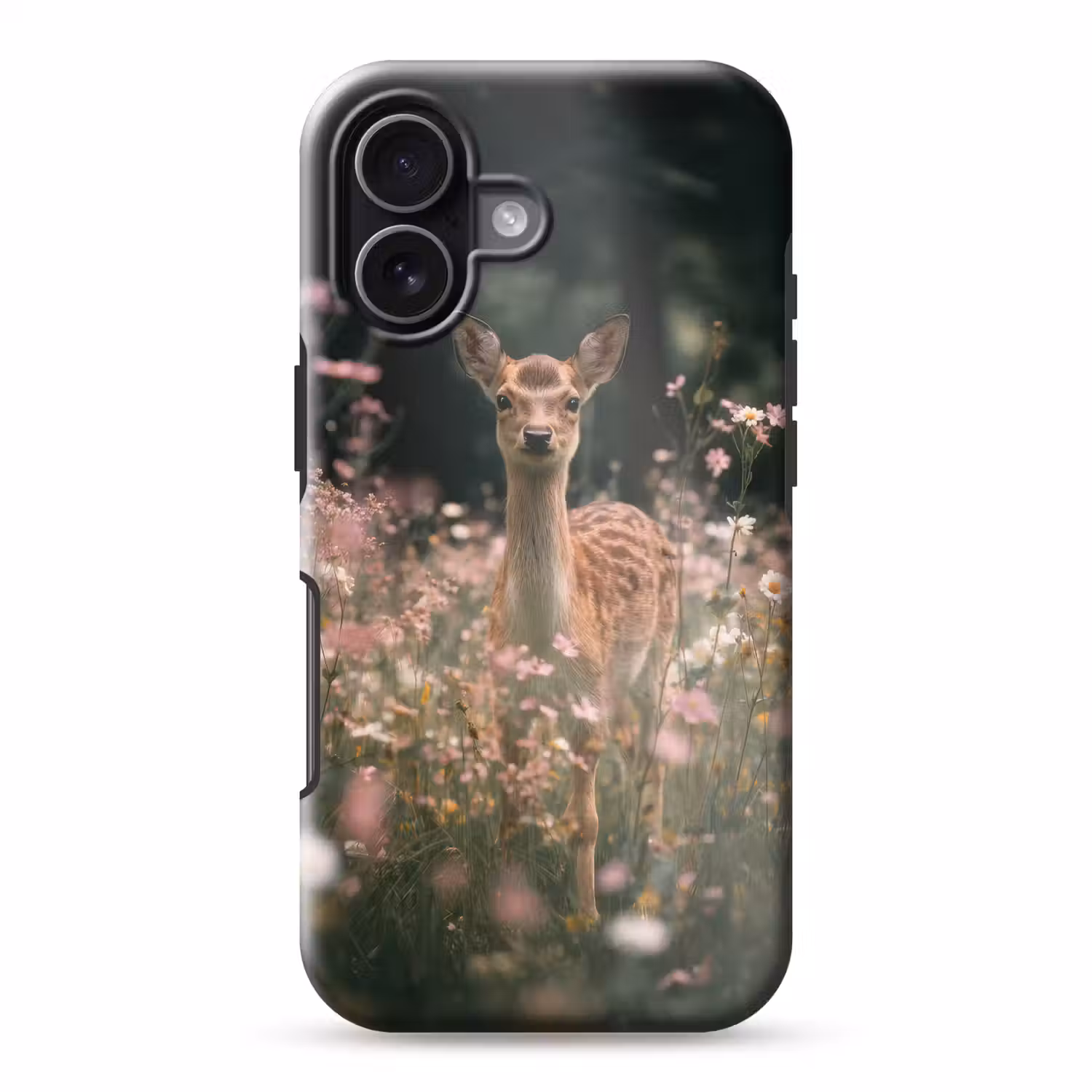 Hert - Wilde bloemen - Bos Toughcase MagSafe Apple iPhone 17 klein -3d