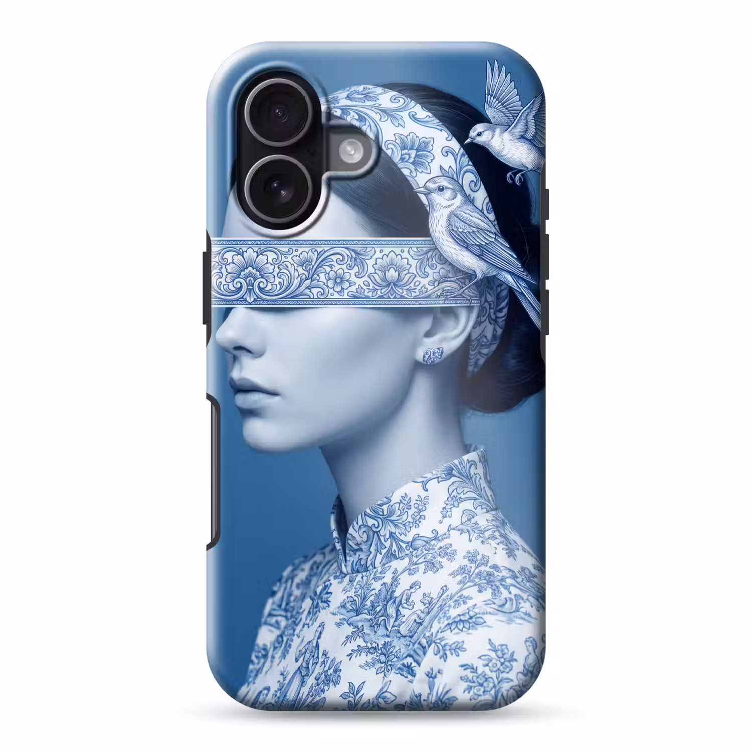 Portret - Klassiek - Wit - Blauw Toughcase MagSafe Apple iPhone 17 klein -3d