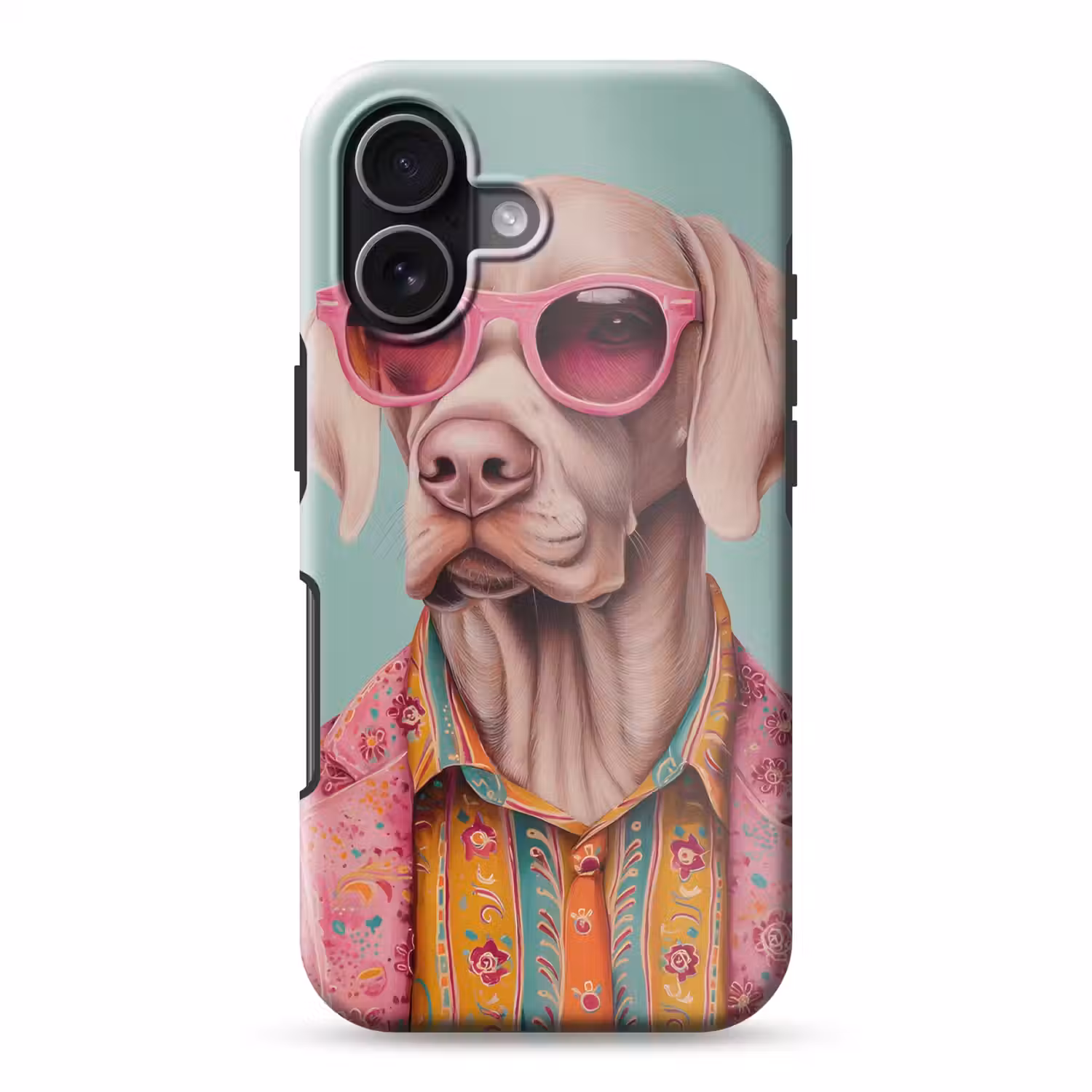 Hond - Overhemd - Bloemen - Bril Toughcase MagSafe Apple iPhone 17 klein -3d