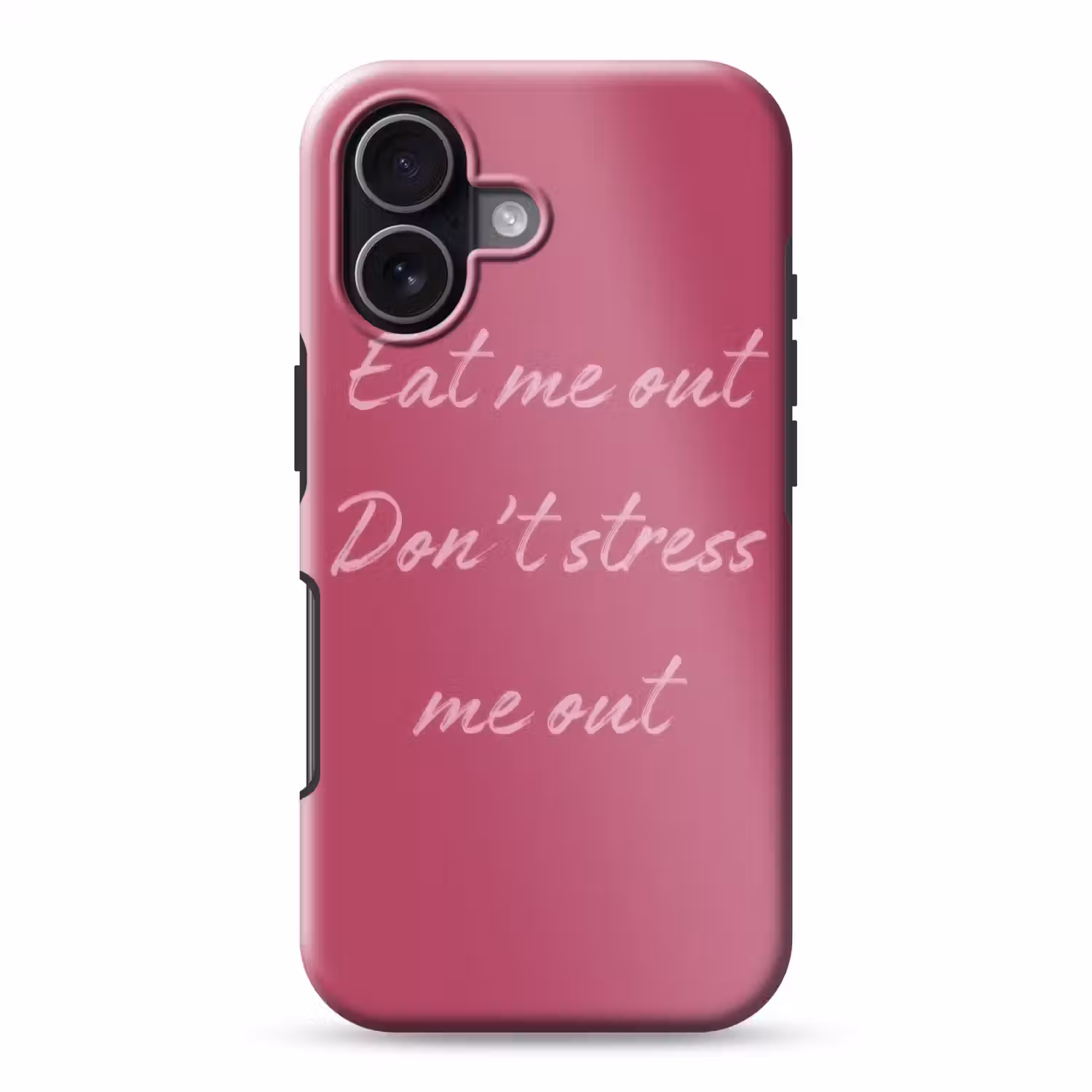 eat me out don't stress me out - Roze - Minimalistisch Toughcase MagSafe Apple iPhone 17 klein -3d