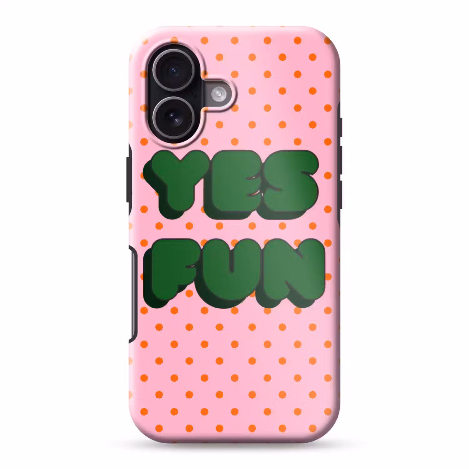 Yes fun - Groen - Roze - Stippen Toughcase MagSafe Apple iPhone 17 klein -3d