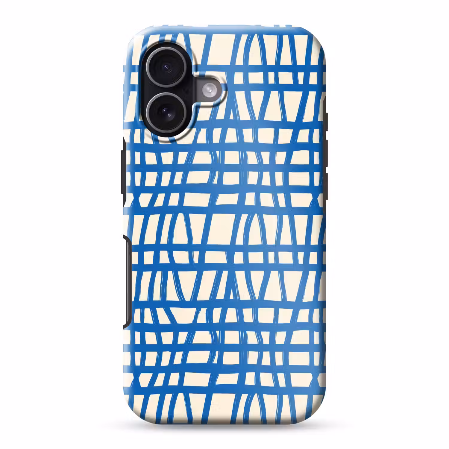 Ruitpatroon - Blauw - Crème Toughcase MagSafe Apple iPhone 17 klein 1017 -3d