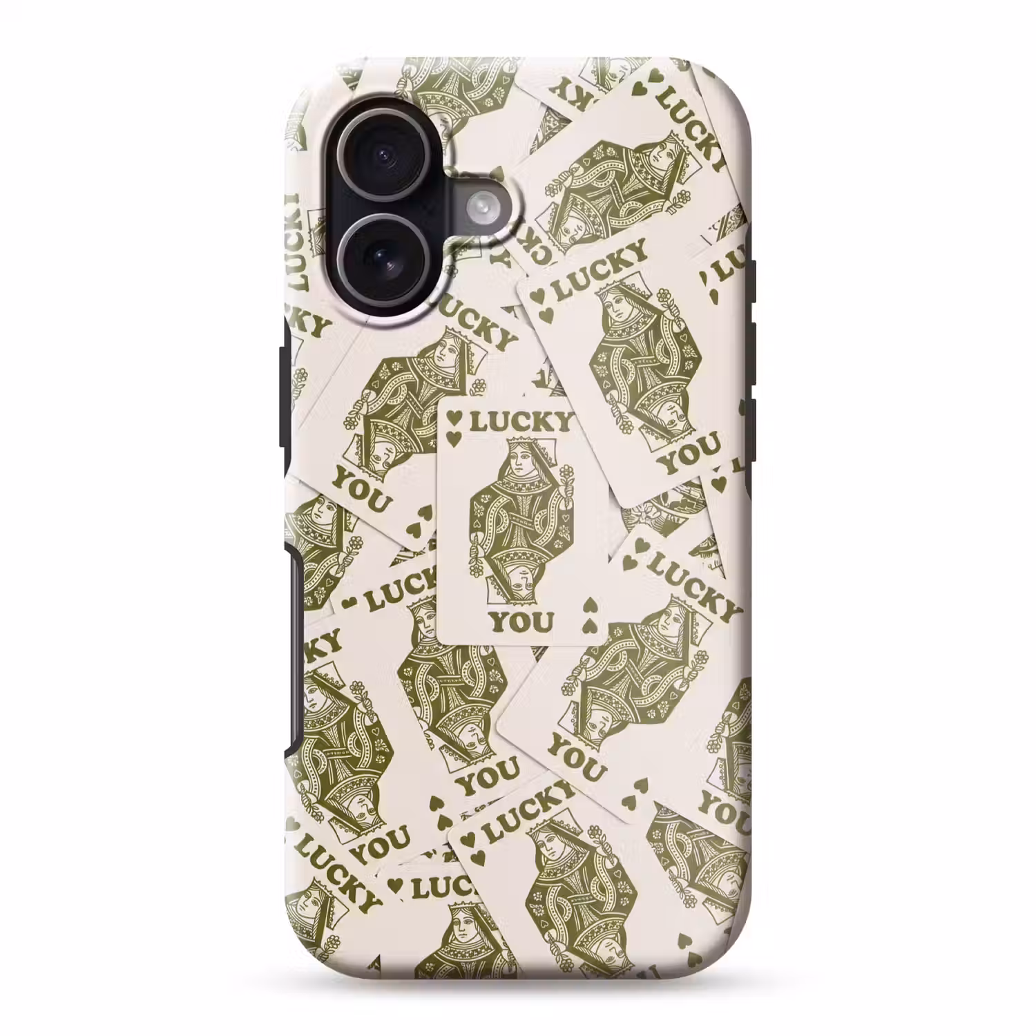 Kaarten - Koningin - Patroon - Groen - Spel Toughcase MagSafe Apple iPhone 17 klein -3d