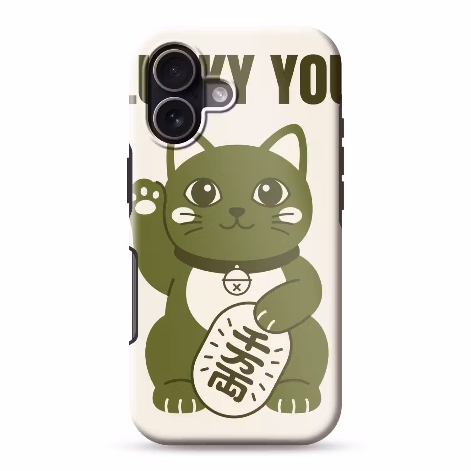 Kat - Geluk - Dieren - Modern - Groen Toughcase MagSafe Apple iPhone 17 klein -3d
