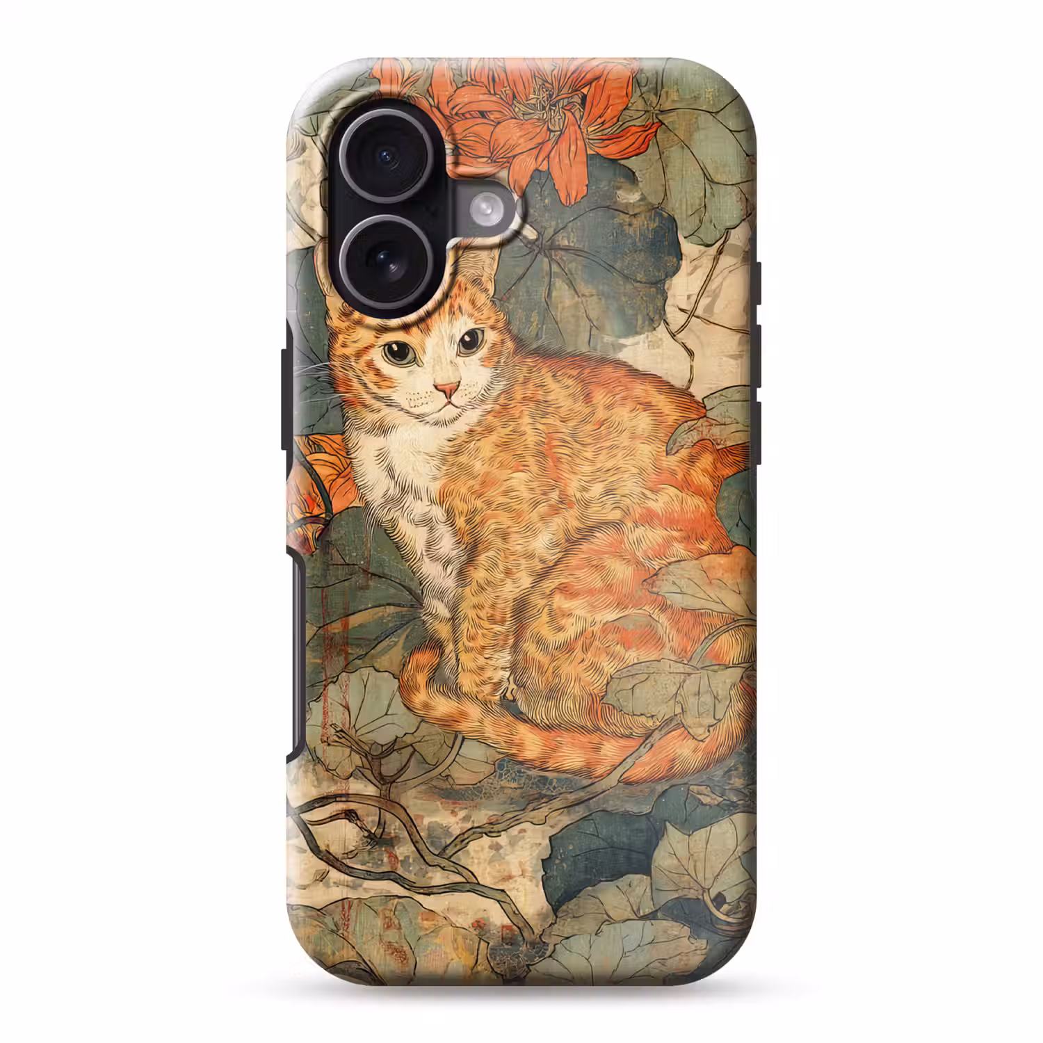 Kat - Sierlijk - Bloemen Toughcase MagSafe Apple iPhone 17 klein -3d