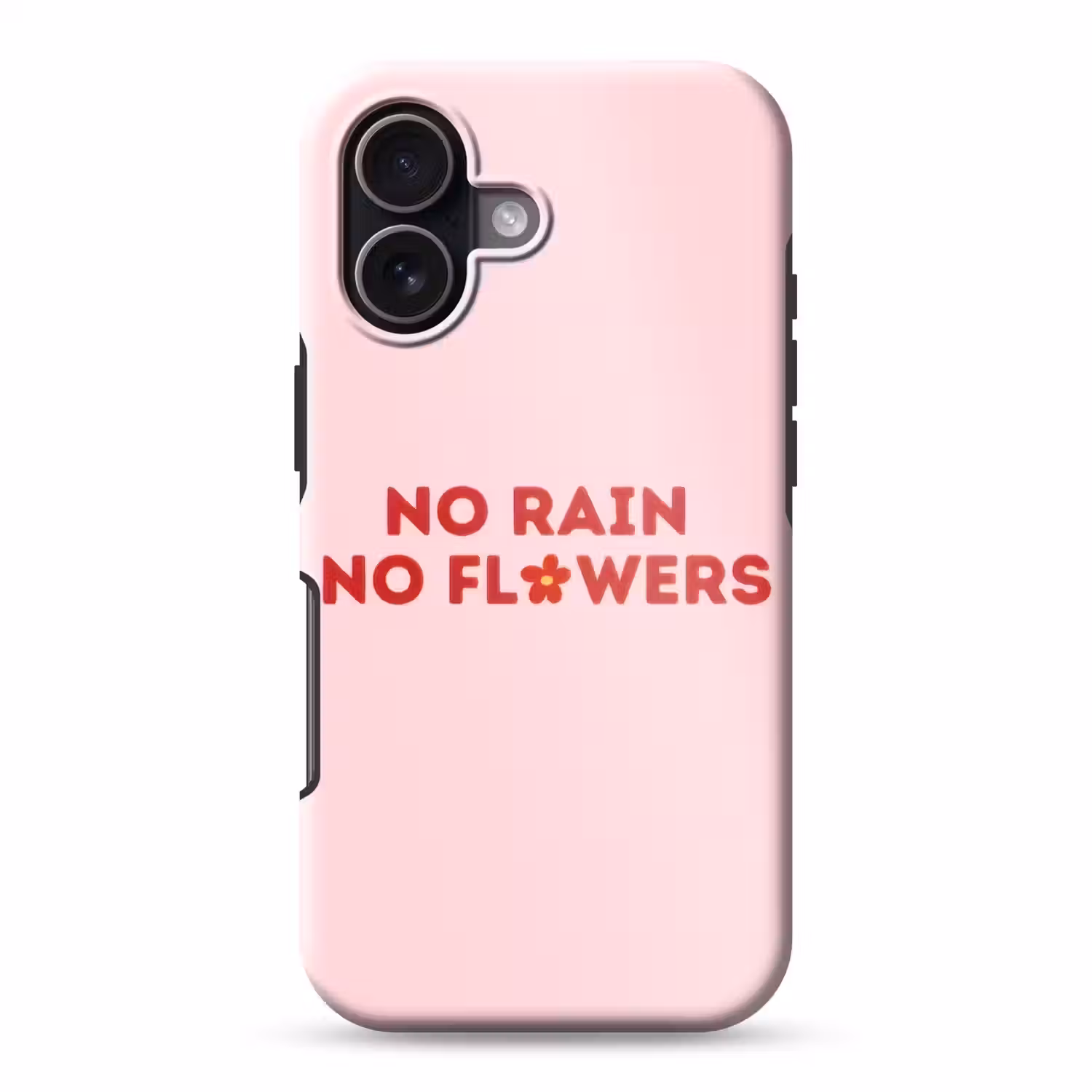 No rain no flowers - Minimalistisch - Roze - Bloem Toughcase MagSafe Apple iPhone 17 klein -3d