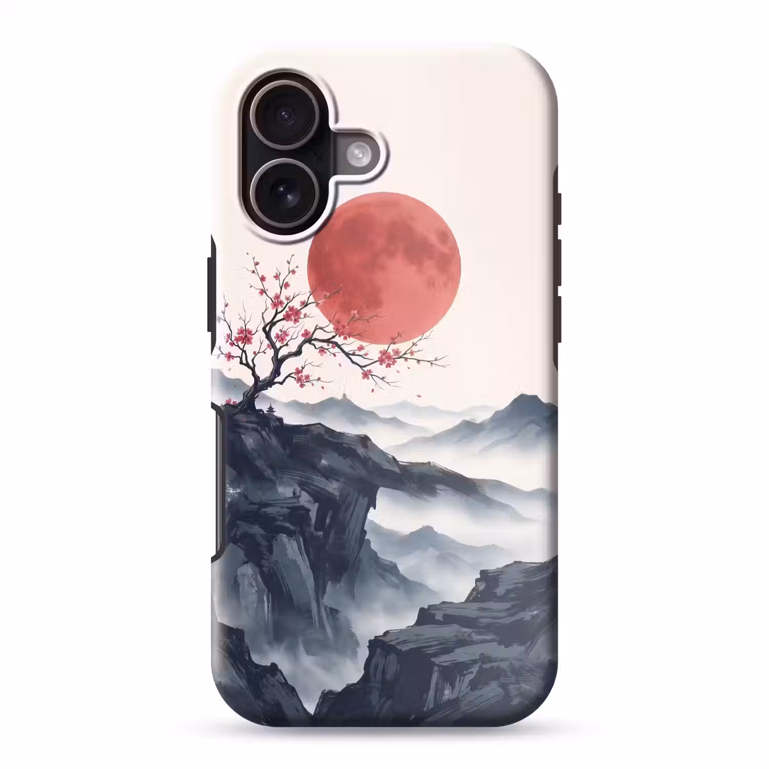 Kersenbloesem - Oosters - Rood Toughcase MagSafe Apple iPhone 17 klein -3d