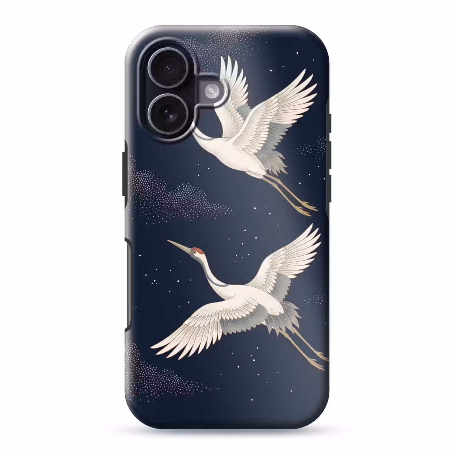Kraanvogels - Nachthemel - Blauw Toughcase MagSafe Apple iPhone 17 klein -3d