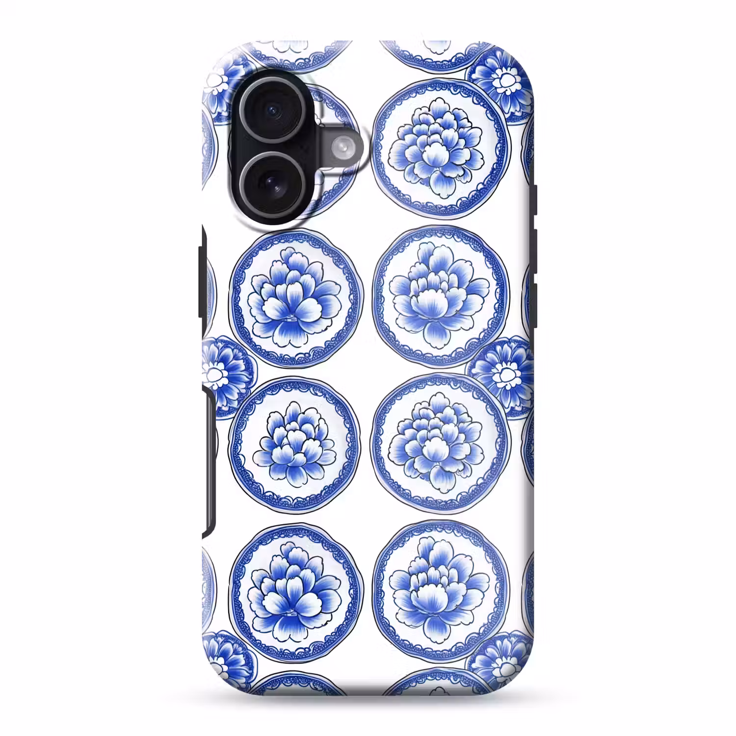 Cirkels - Bloemen - Blauw Toughcase MagSafe Apple iPhone 17 klein 1017 -3d
