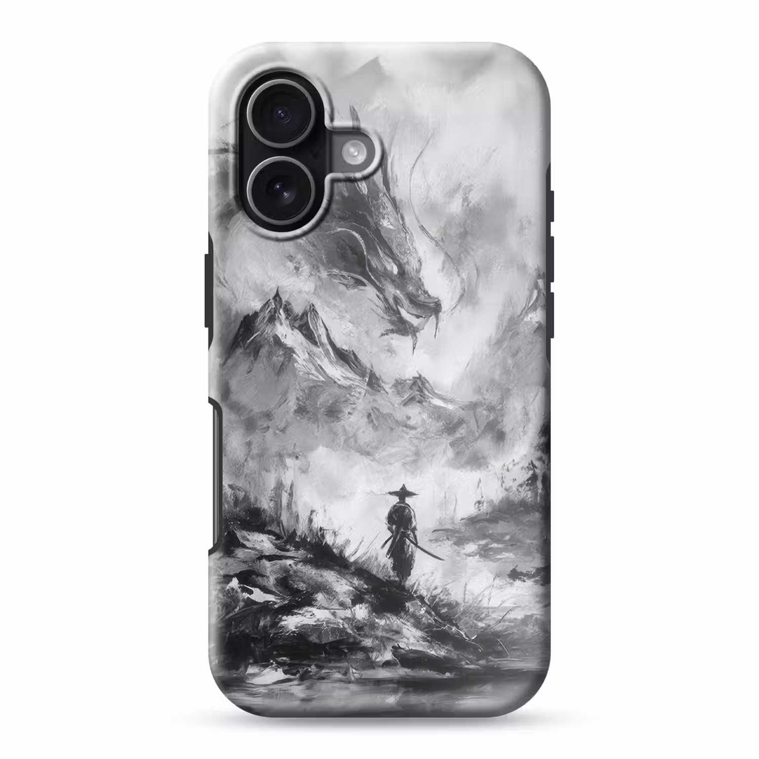 Krijger - Draak - Grijs Toughcase MagSafe Apple iPhone 17 klein -3d