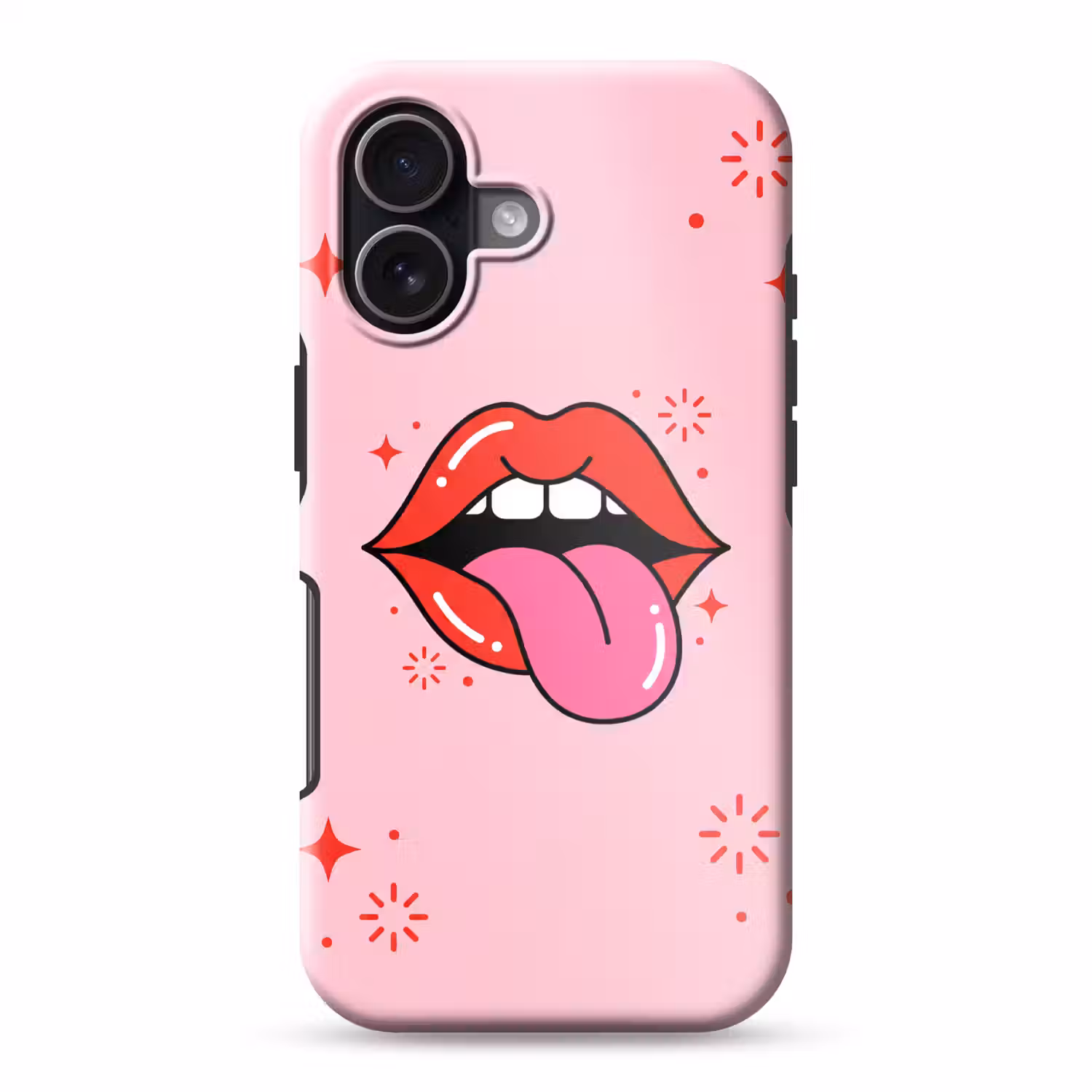 Lippen - Tong - Pop-art - Kleurrijk - Roze Toughcase MagSafe Apple iPhone 17 klein -3d