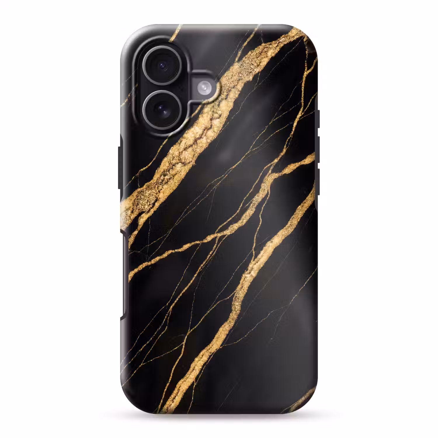 Marmer - Goud - Textuur - Abstract - Zwart Toughcase MagSafe Apple iPhone 17 klein -3d