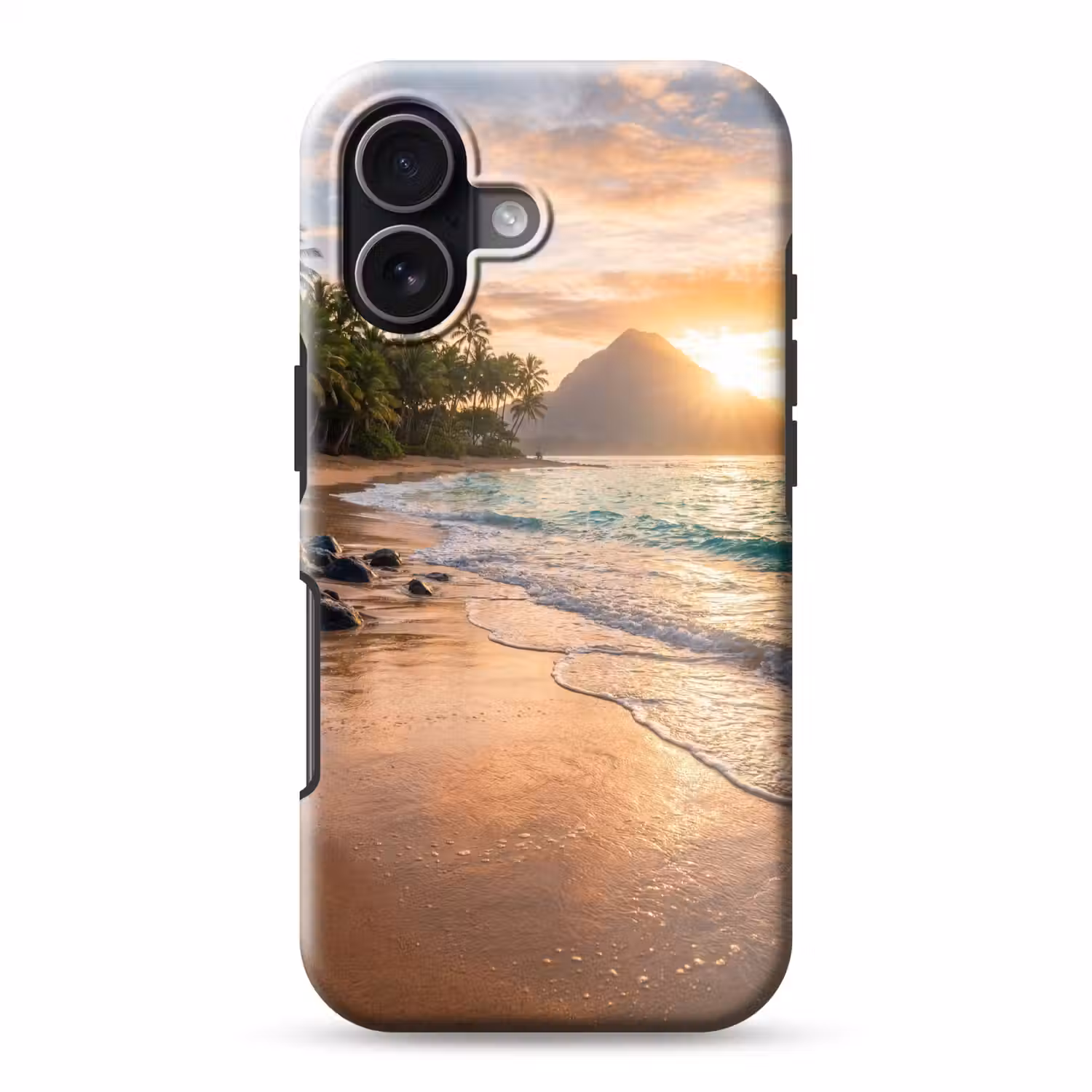 Zee - Berg - Landschap - Tropisch - Goud Toughcase MagSafe Apple iPhone 17 klein -3d