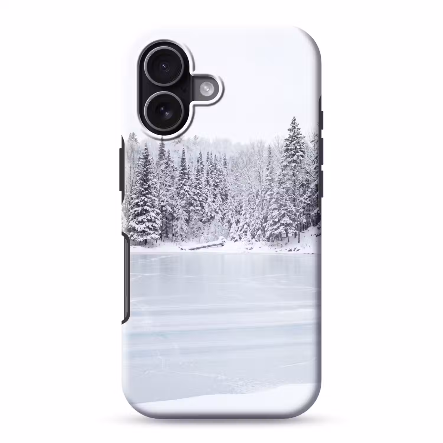 Meer - Dennen - IJs - Winter - Rustgevend Toughcase MagSafe Apple iPhone 17 klein -3d