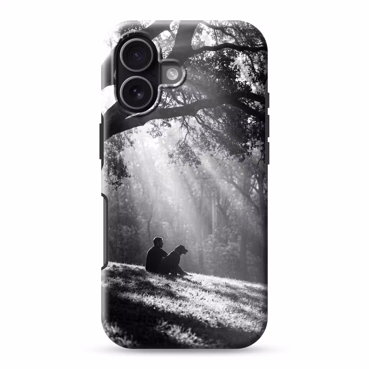 Mens - Hond - Natuur - Zwart-wit - Silhouet Toughcase MagSafe Apple iPhone 17 klein -3d