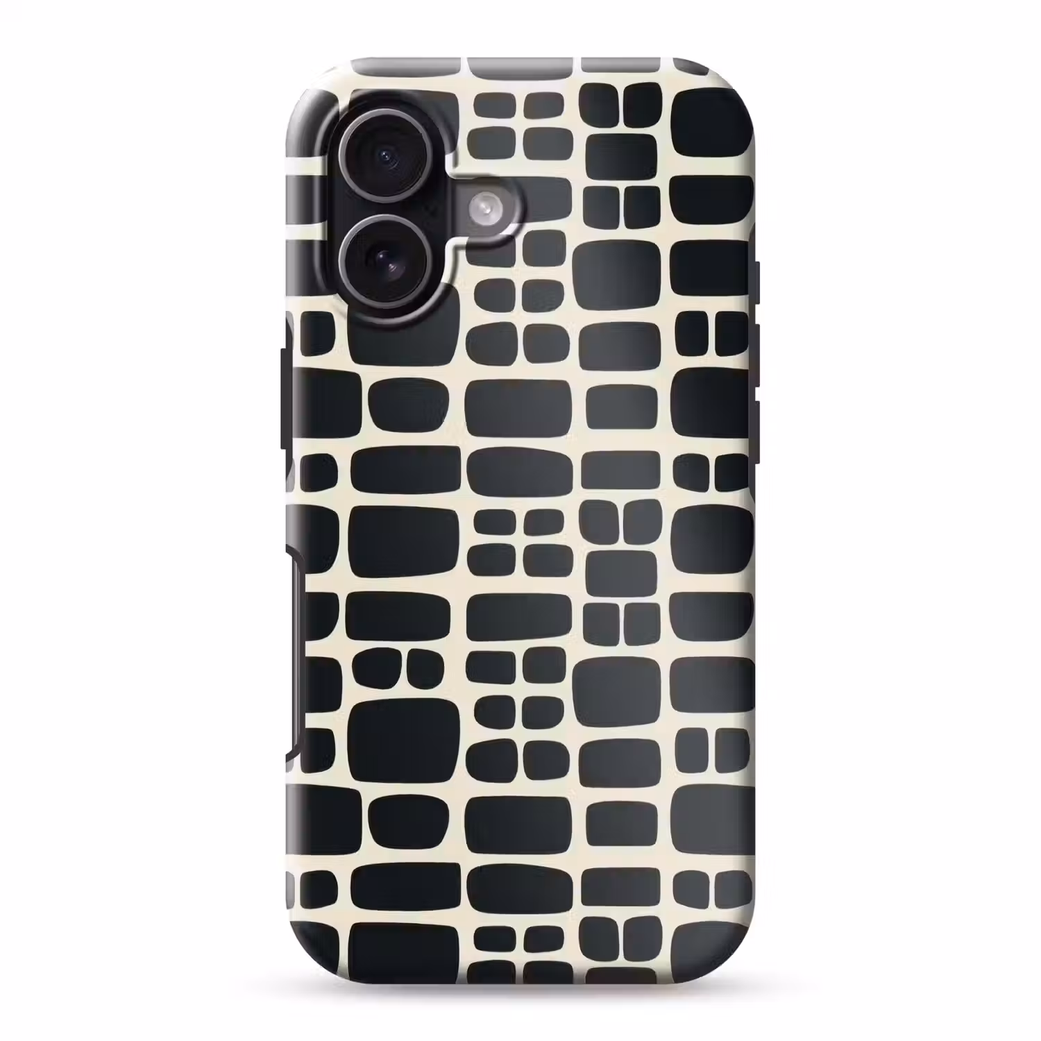 Modern - Organisch - Zwart Toughcase MagSafe Apple iPhone 17 klein 1017 -3d