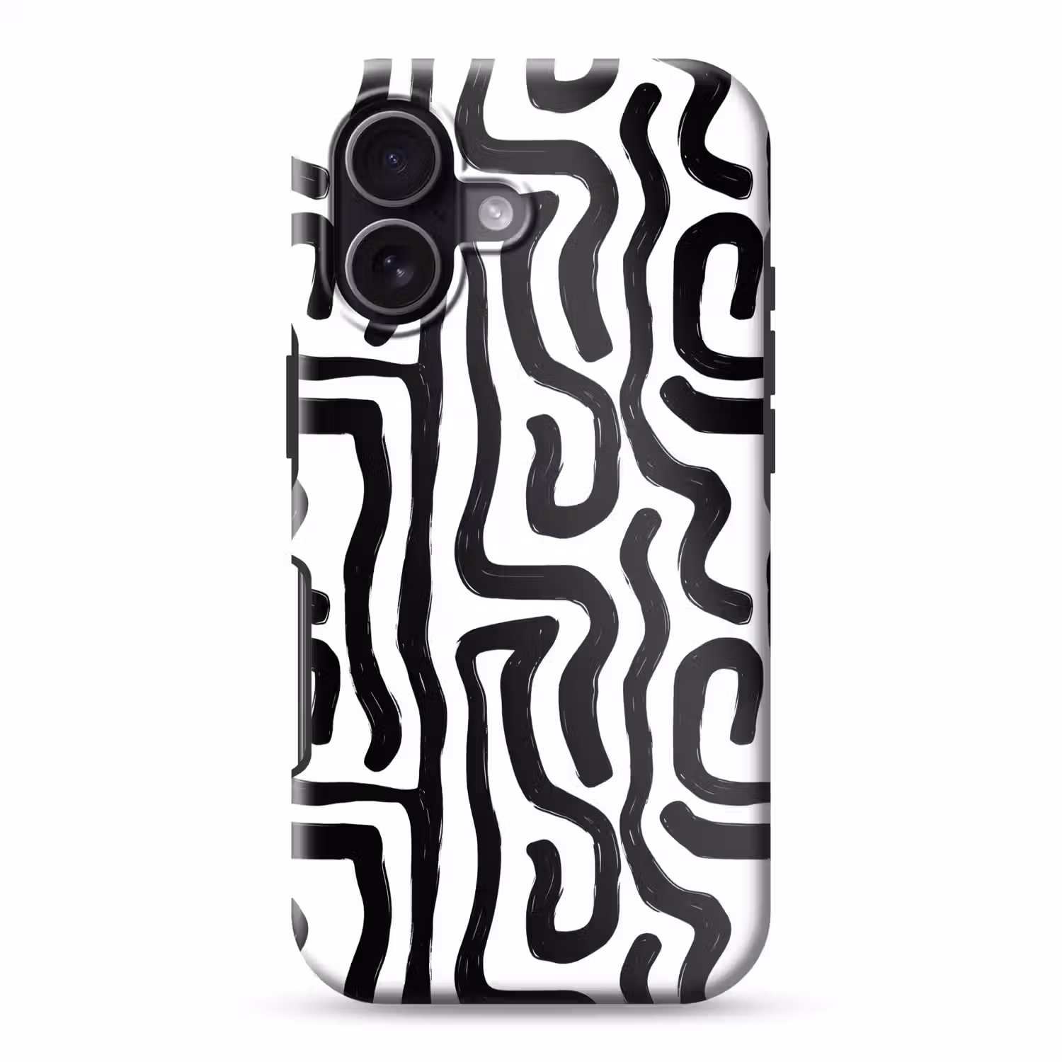 Modern - Lijnen - Zwart Toughcase MagSafe Apple iPhone 17 klein 1017 -3d