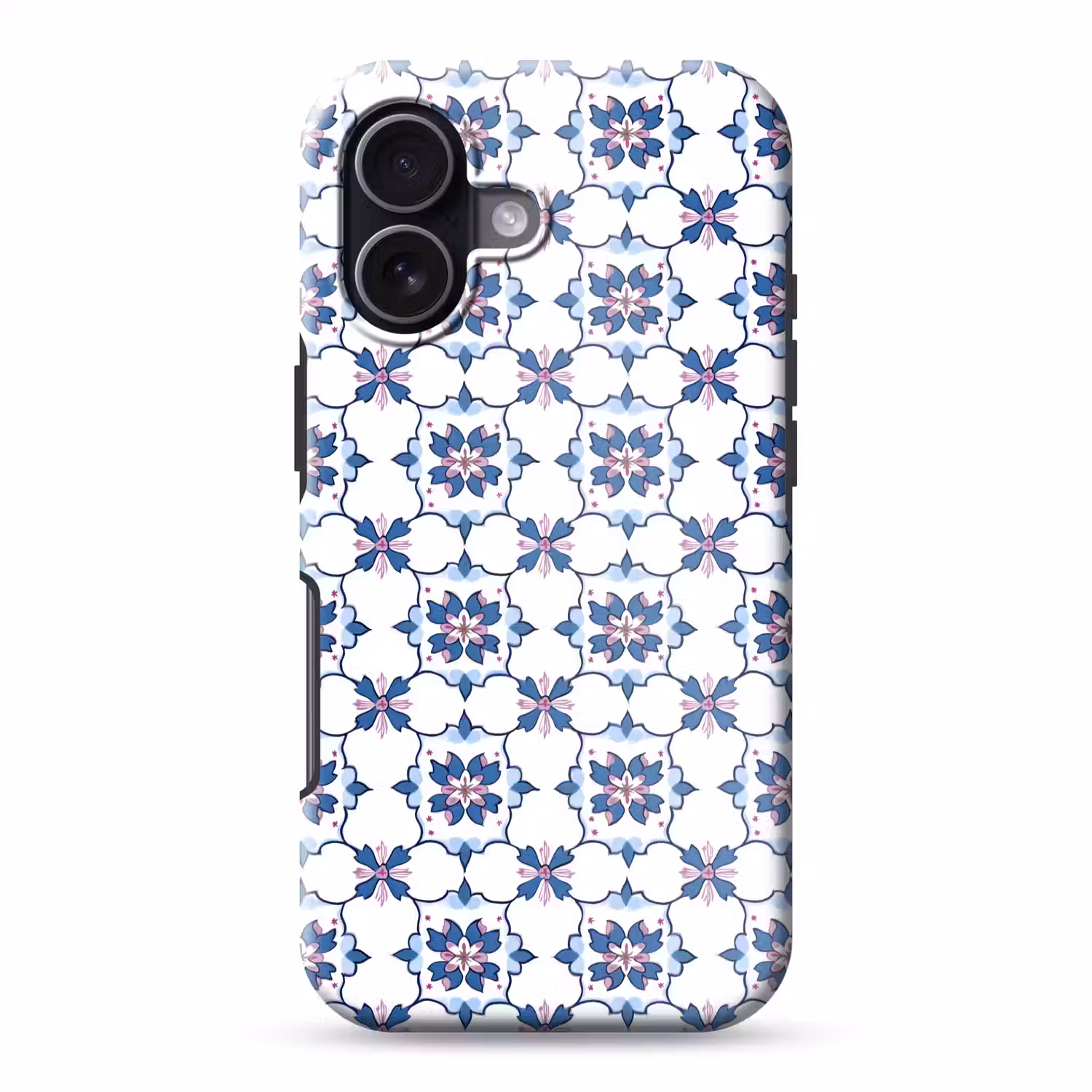 Modern - Patroon - Blauw - Roze Toughcase MagSafe Apple iPhone 17 klein 1017 -3d