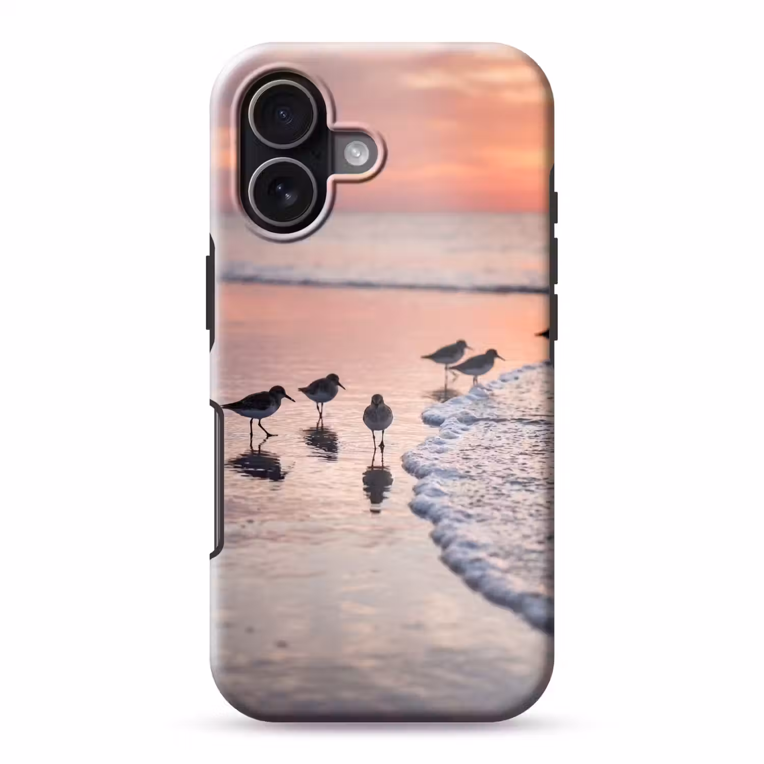 Meeuwen - Strand - Zee - Roze Toughcase MagSafe Apple iPhone 17 klein -3d