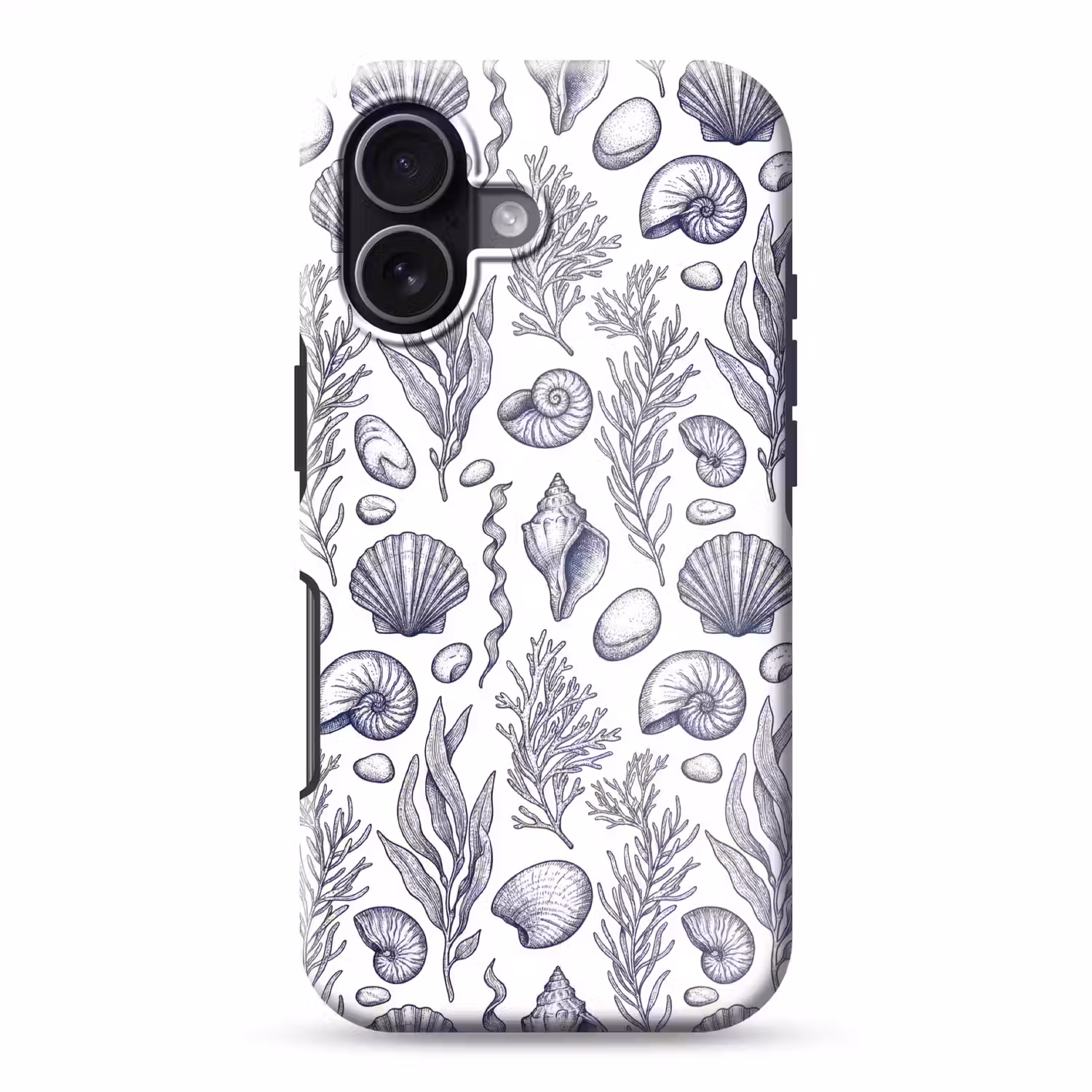 Schelpen - Zeewier - Oceaan - Illustratie - Blauw Toughcase MagSafe Apple iPhone 17 klein -3d