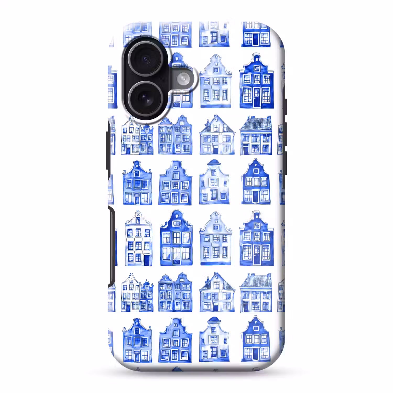 Patroon - Huizen - Blauw Toughcase MagSafe Apple iPhone 17 klein 1017 -3d