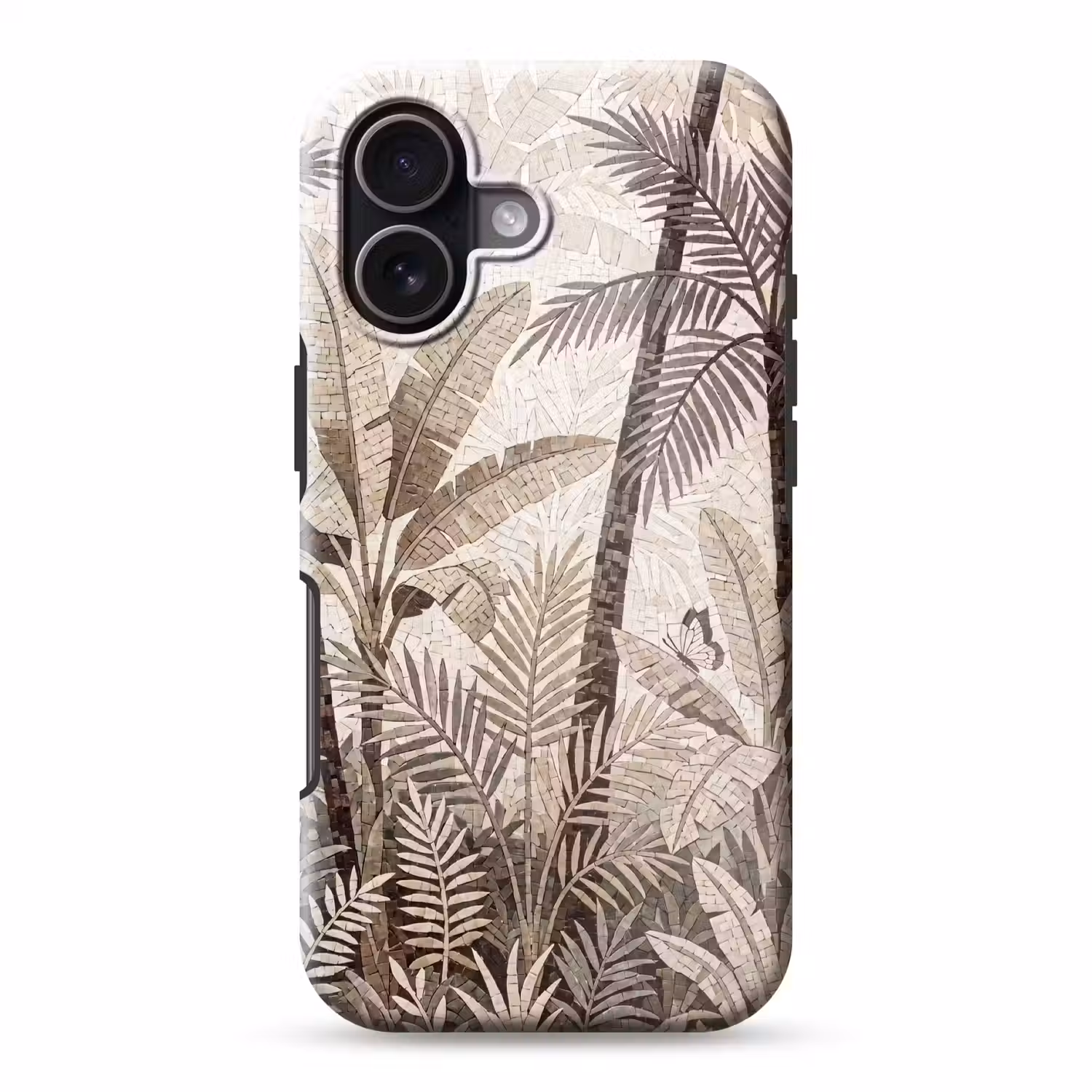 Natuur - Bladeren - Landschap - Mozaïek - Beige Toughcase MagSafe Apple iPhone 17 klein -3d