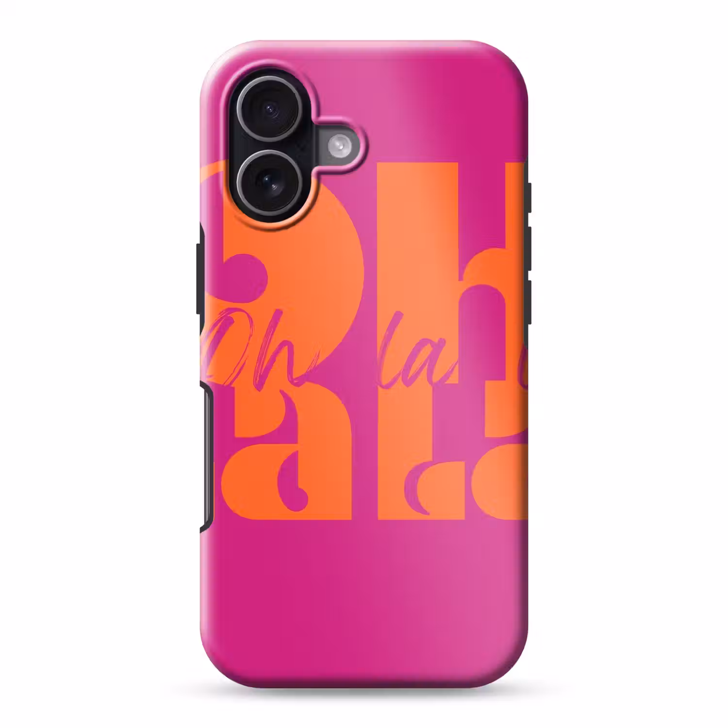 Oh la la - Roze - Oranje - Gestapelde letters Toughcase MagSafe Apple iPhone 17 klein -3d