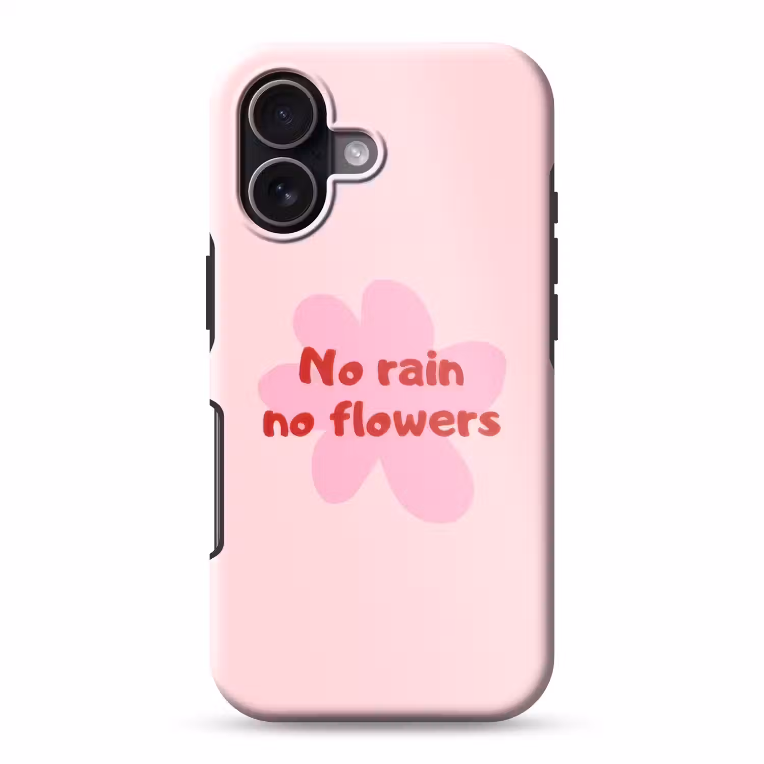No rain no flowers - Bloem - Roze Toughcase MagSafe Apple iPhone 17 klein -3d