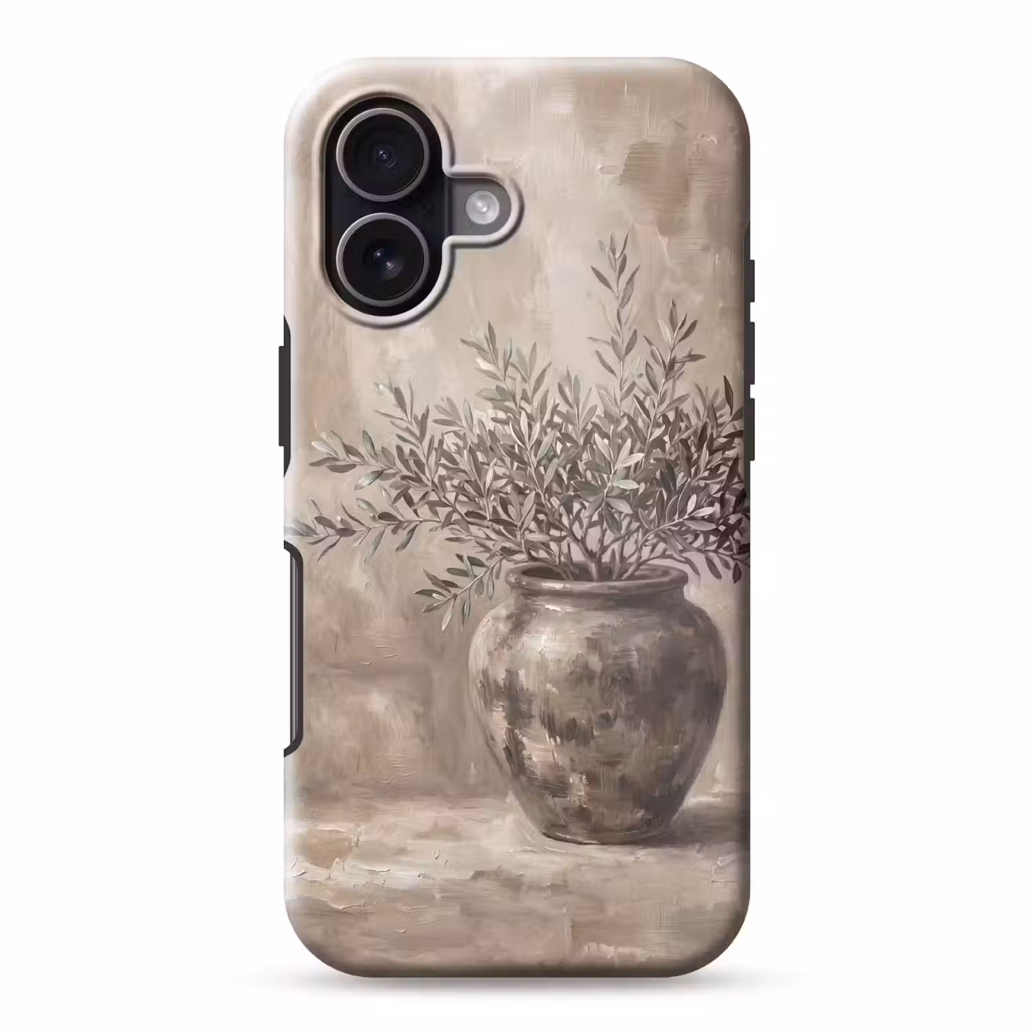 Olijfplant - Aardenpot - Abstract - Beige Toughcase MagSafe Apple iPhone 17 klein -3d