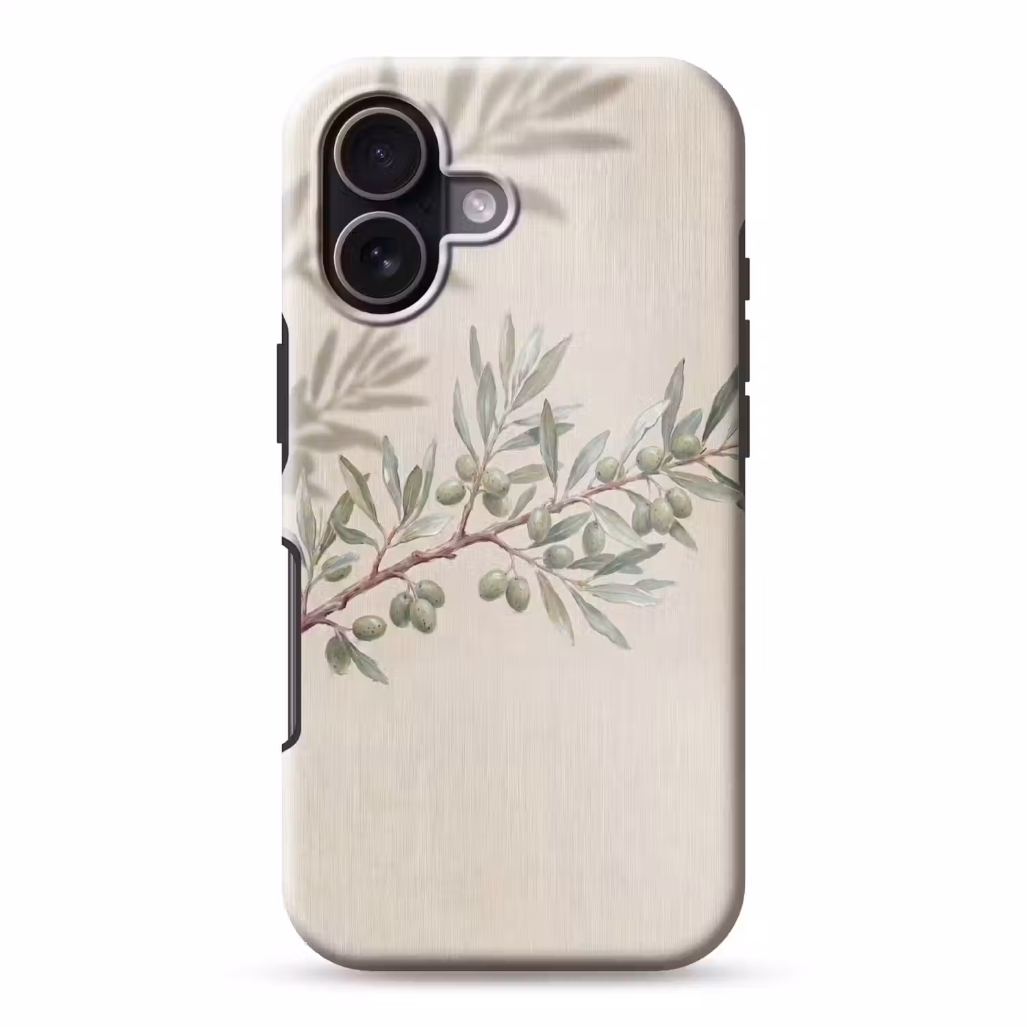 Olijftak - Bladeren - Natuur - Groen - Beige Toughcase MagSafe Apple iPhone 17 klein -3d