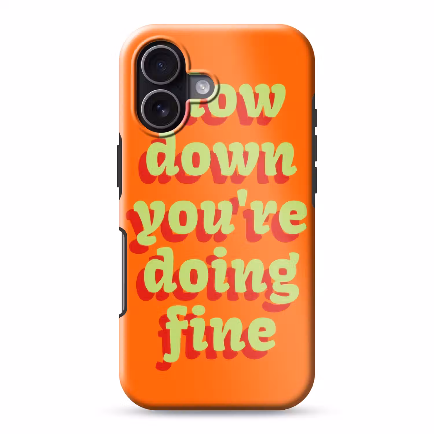 Oranje - Slow down you're doing fine - Retro Toughcase MagSafe Apple iPhone 17 klein -3d