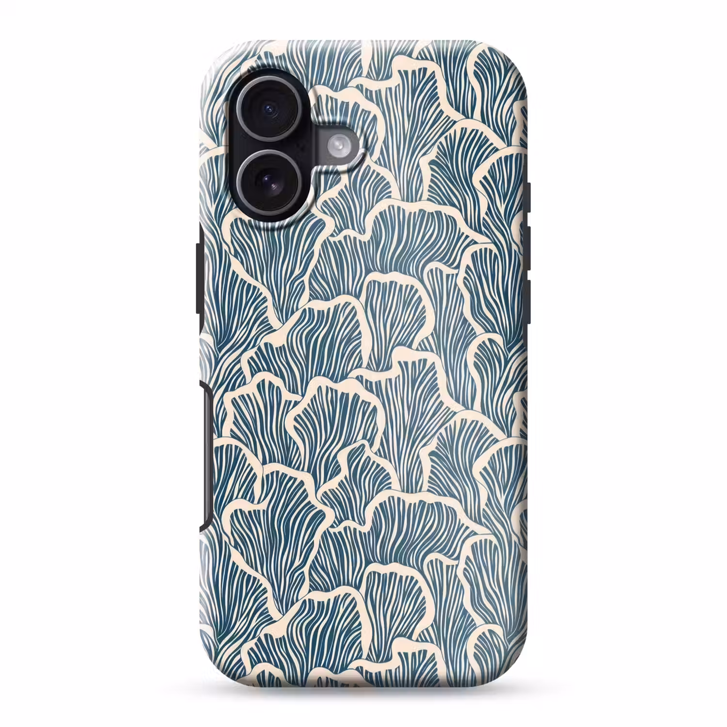 Organisch - Blauw - Crème - Schelpen Toughcase MagSafe Apple iPhone 17 klein 1017 -3d