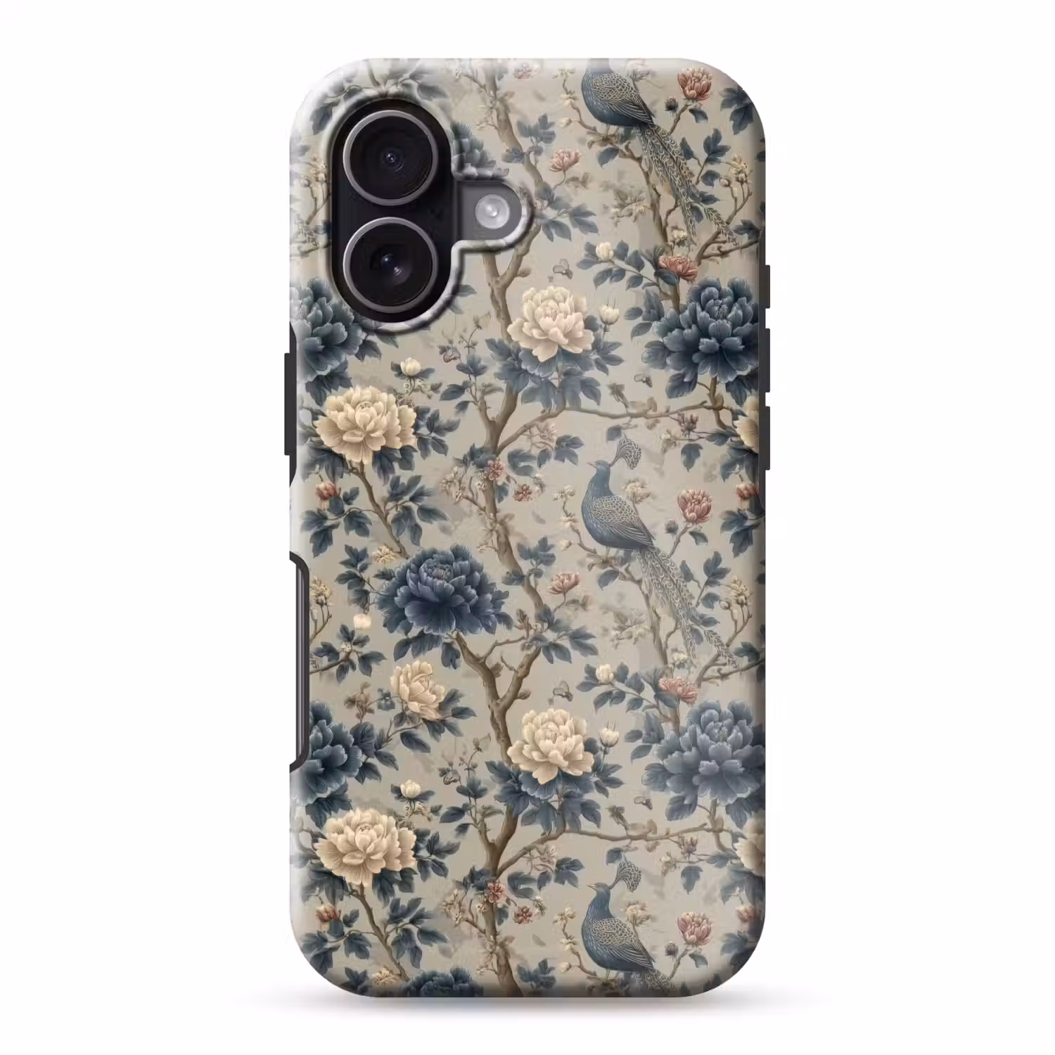 Pauw - Bloemen - Blauw Toughcase MagSafe Apple iPhone 17 klein 1017 -3d