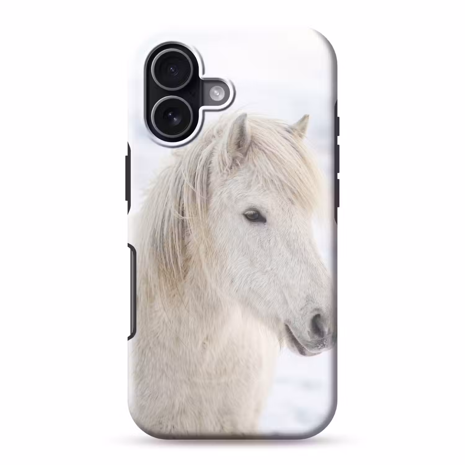 Paard - Kop - Winter - Dieren - Wit Toughcase MagSafe Apple iPhone 17 klein -3d