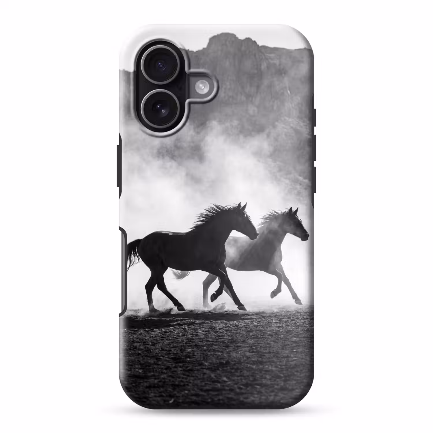 Paard - Ren - Stof - Zwart-wit - Dieren Toughcase MagSafe Apple iPhone 17 klein -3d