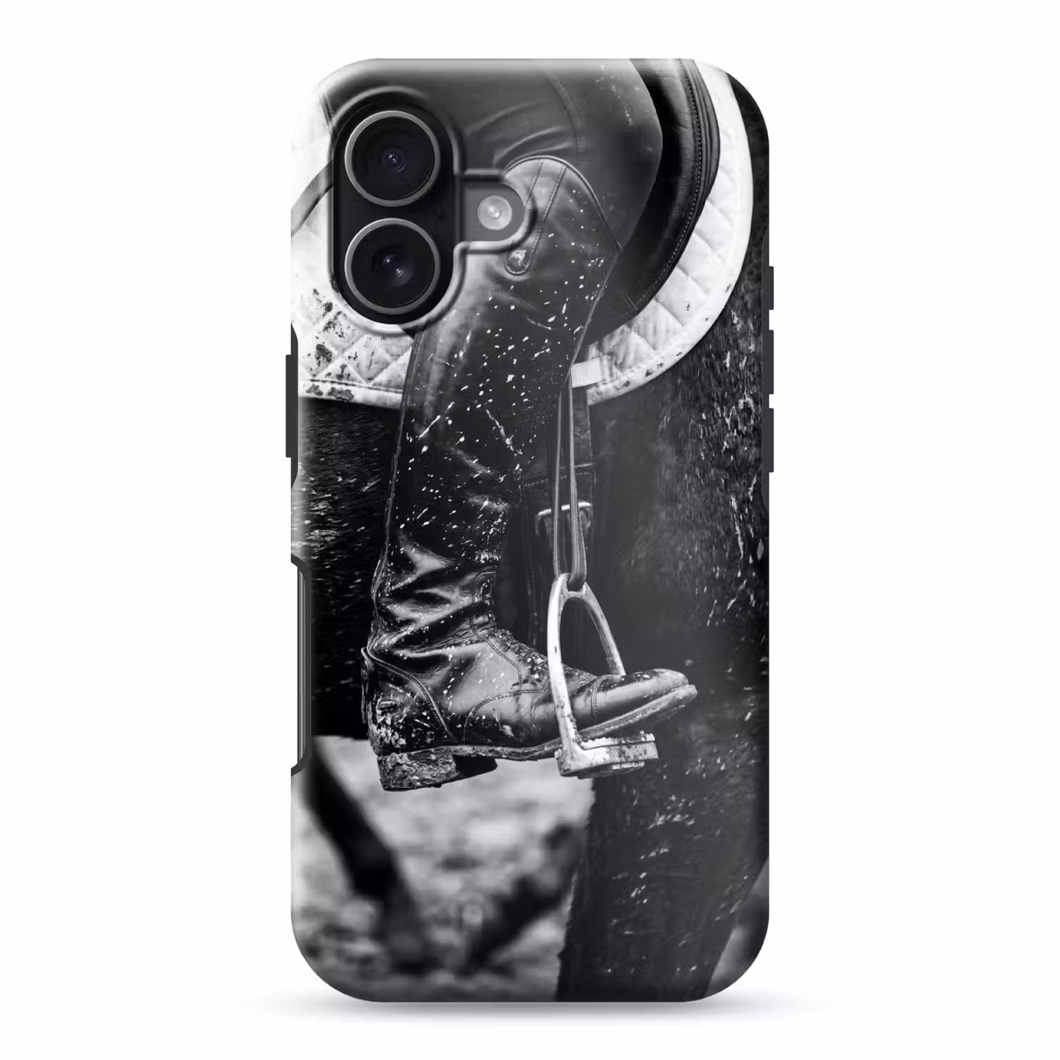 Paard - Sport - Zwart - Wit Toughcase MagSafe Apple iPhone 17 klein -3d