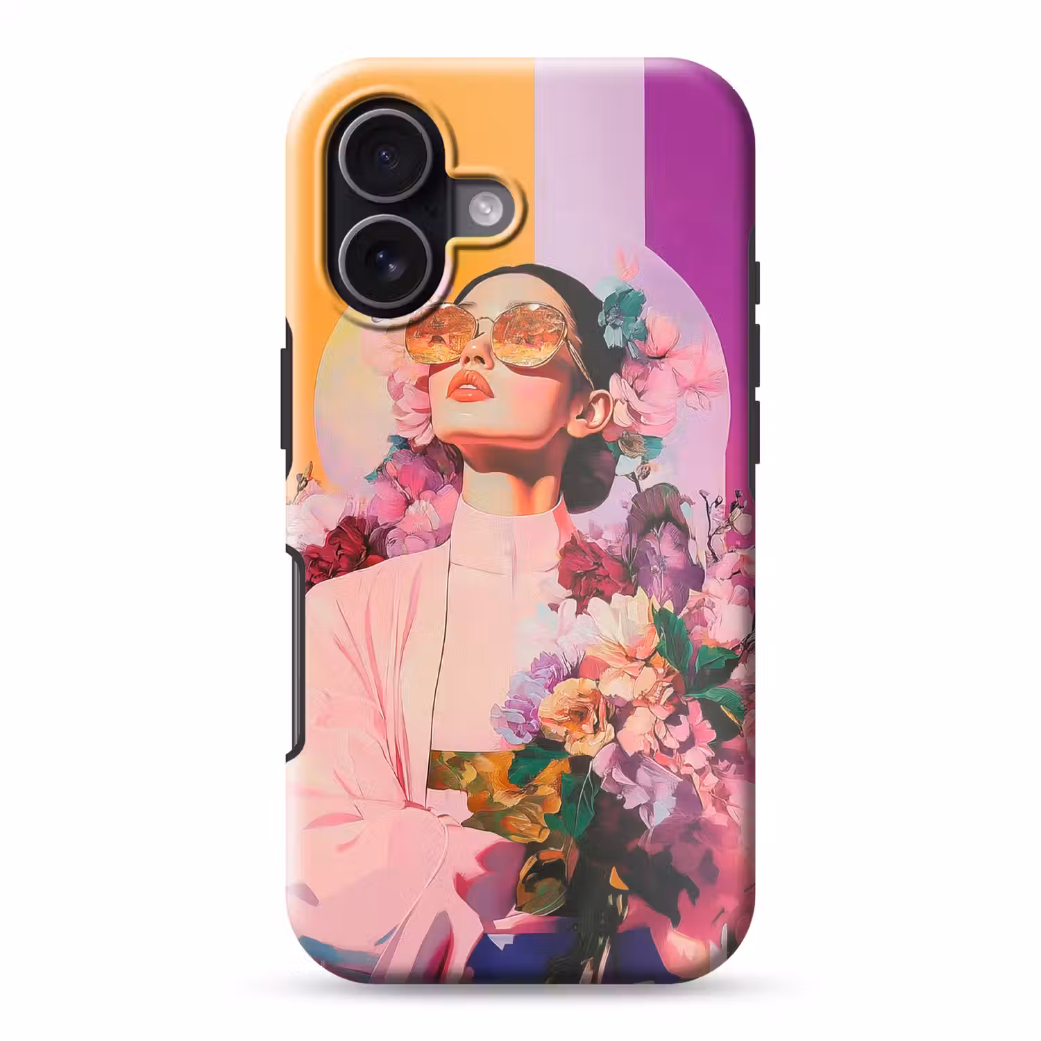 Portret - Vrouw - Abstract - Bloemen Toughcase MagSafe Apple iPhone 17 klein -3d
