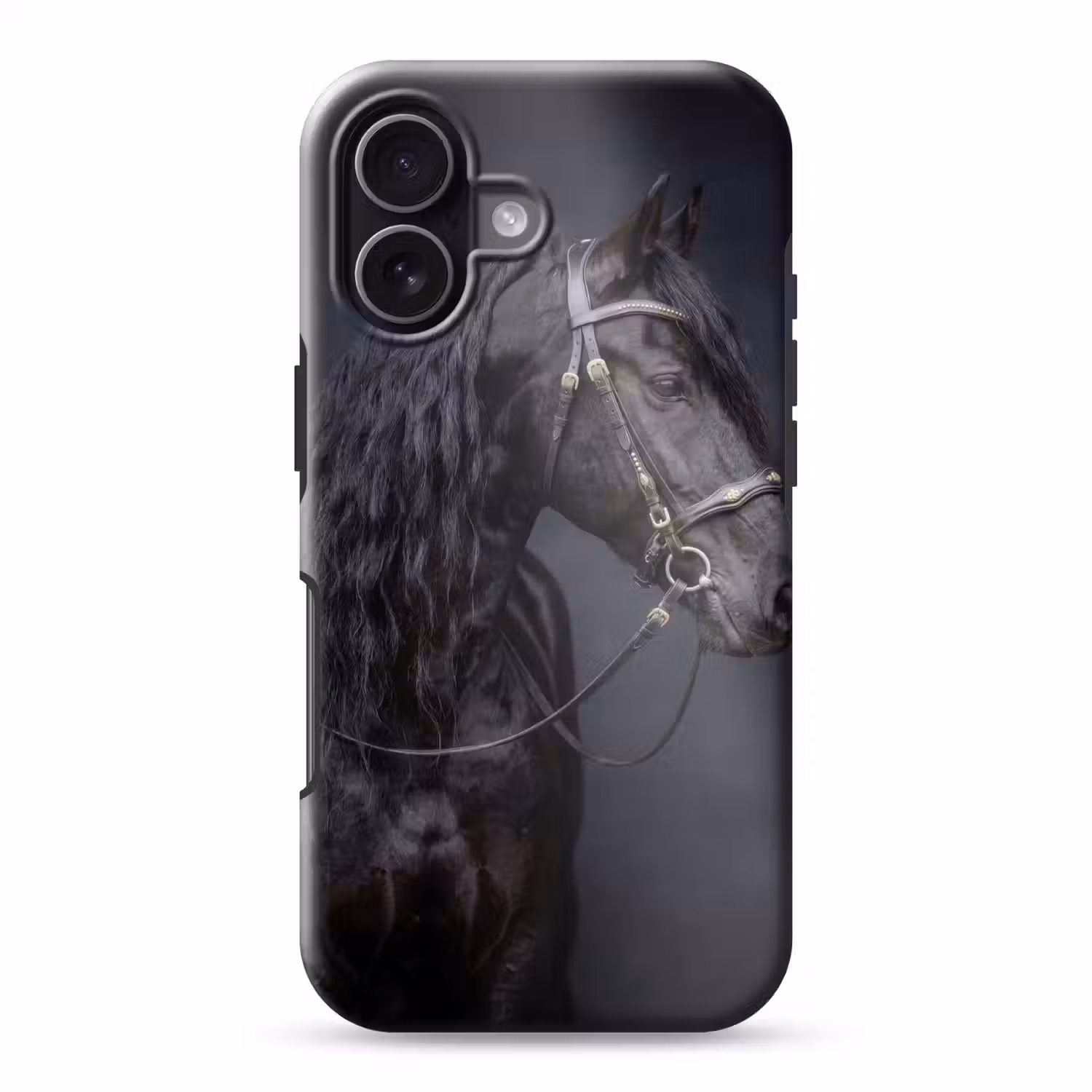 Portret - Paard - Donker Toughcase MagSafe Apple iPhone 17 klein -3d